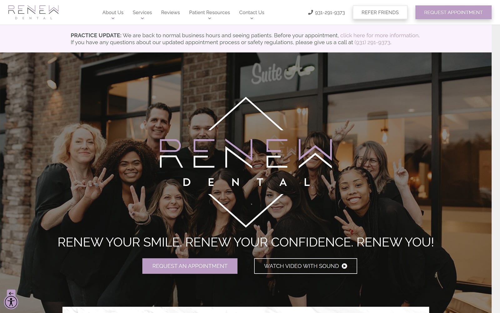 The screenshot of renew dental - dr. Dani gray renewdentaltn. Com website