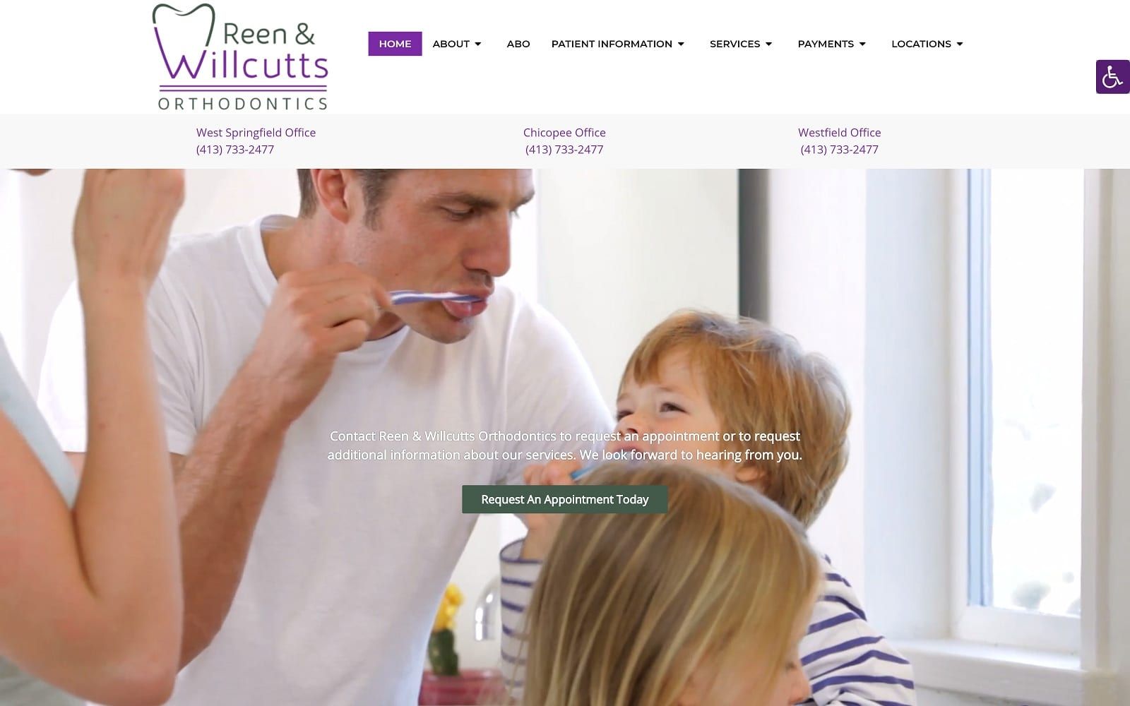 The screenshot of reen & willcutts orthodontics rworthodontics. Com website