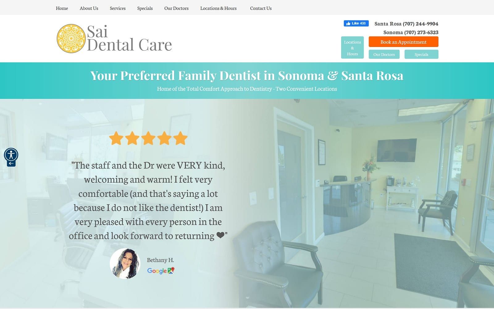 The screenshot of sai dental care inc. Saidental. Net website
