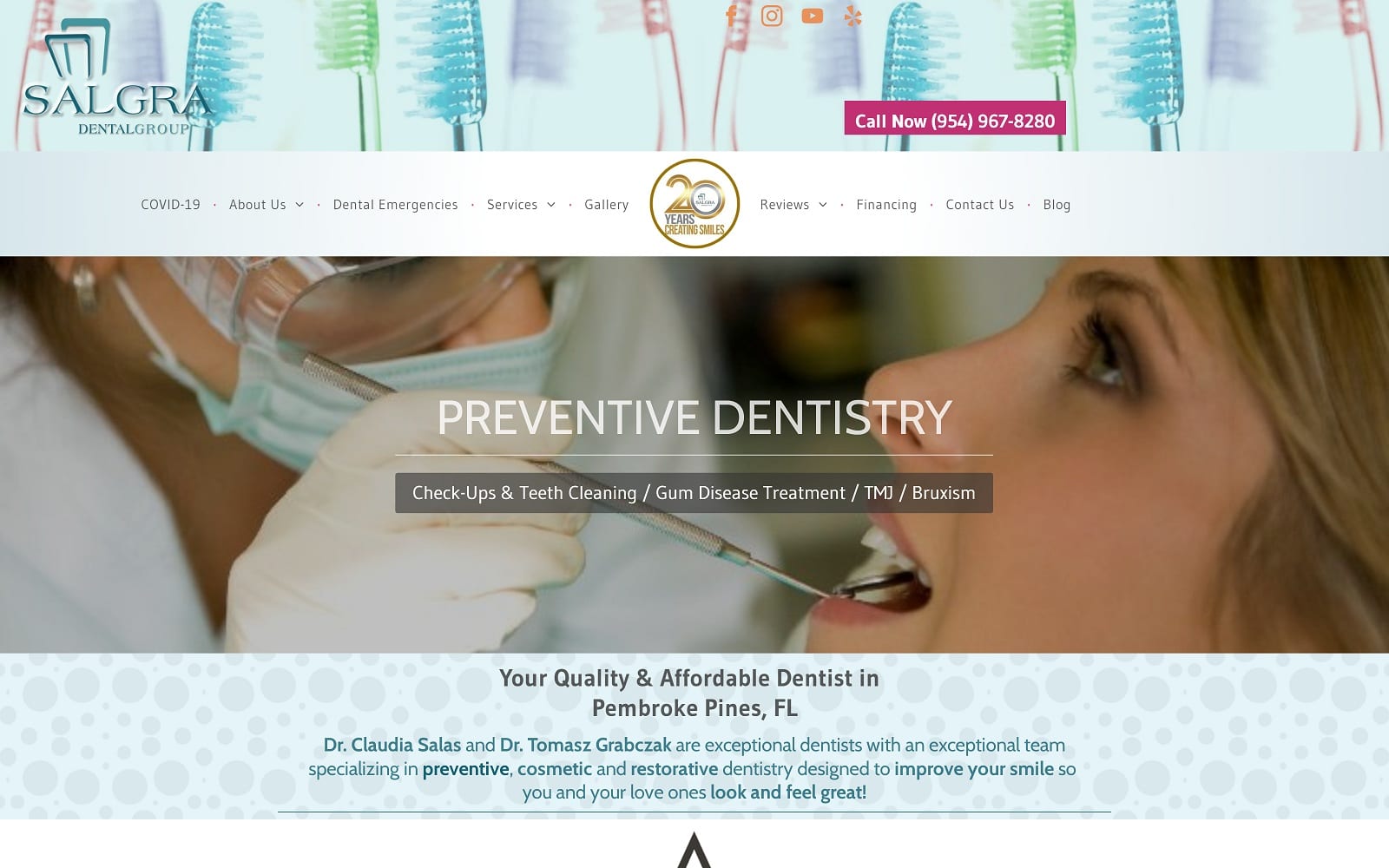 The screenshot of salgra dental group salgradental. Com website