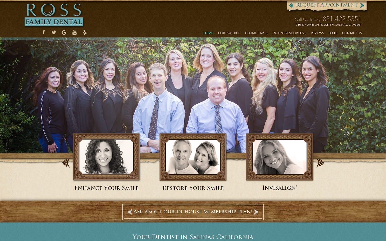 The screenshot of ross family dental salinasdds. Com dr. Steven ross website