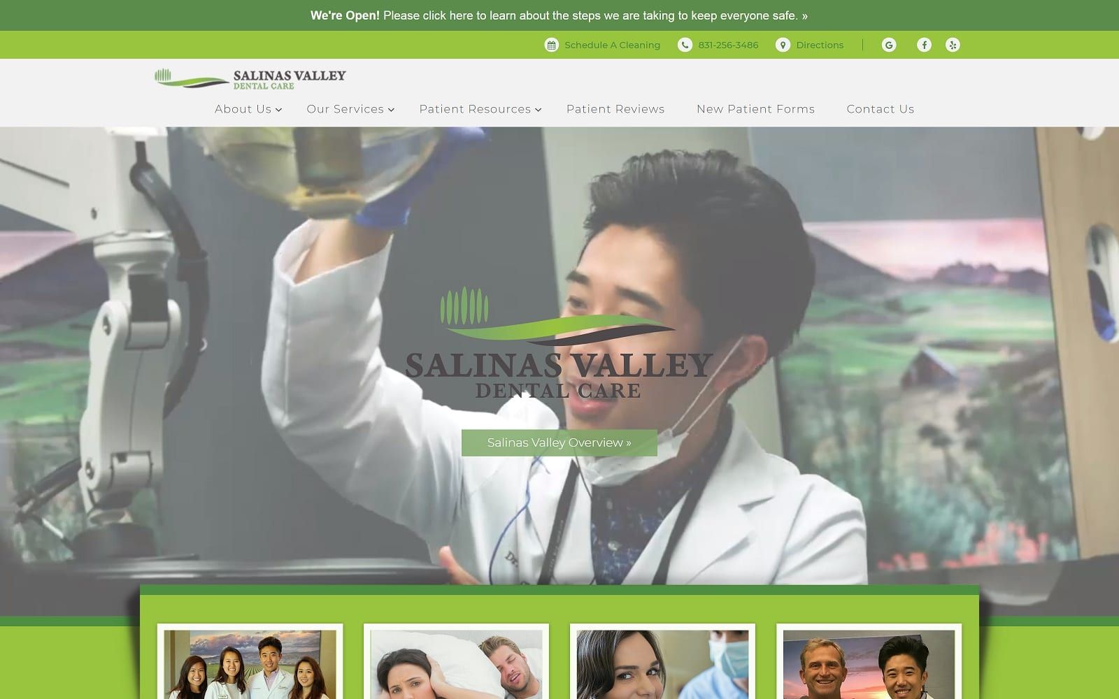 The screenshot of salinas valley dental care salinasvalleydentalcare. Com website