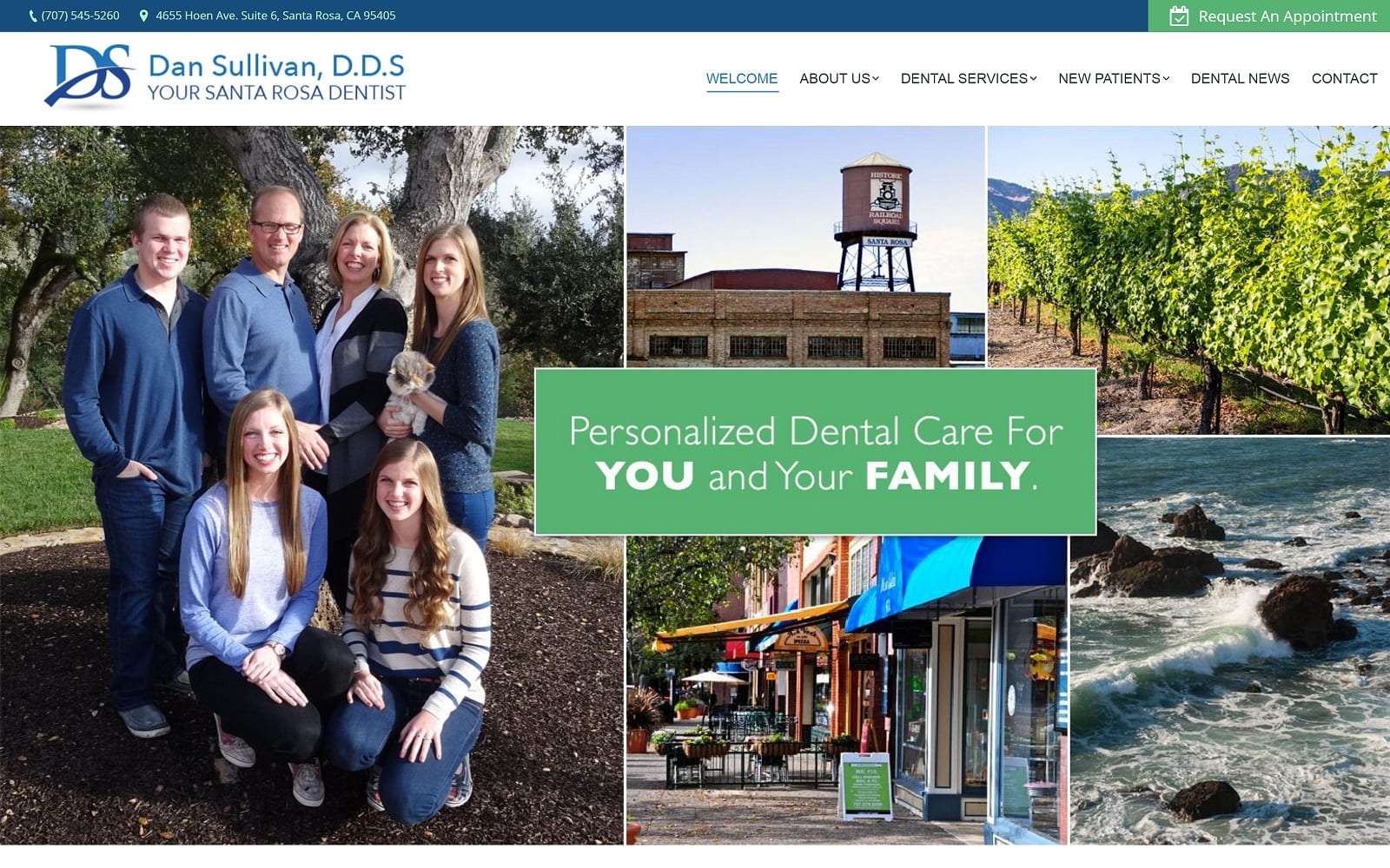 The screenshot of daniel sullivan, dds santarosacosmetic. Dentist website