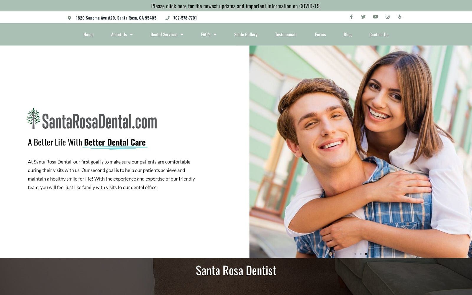 The screenshot of santa rosa dental santarosadental. Com website
