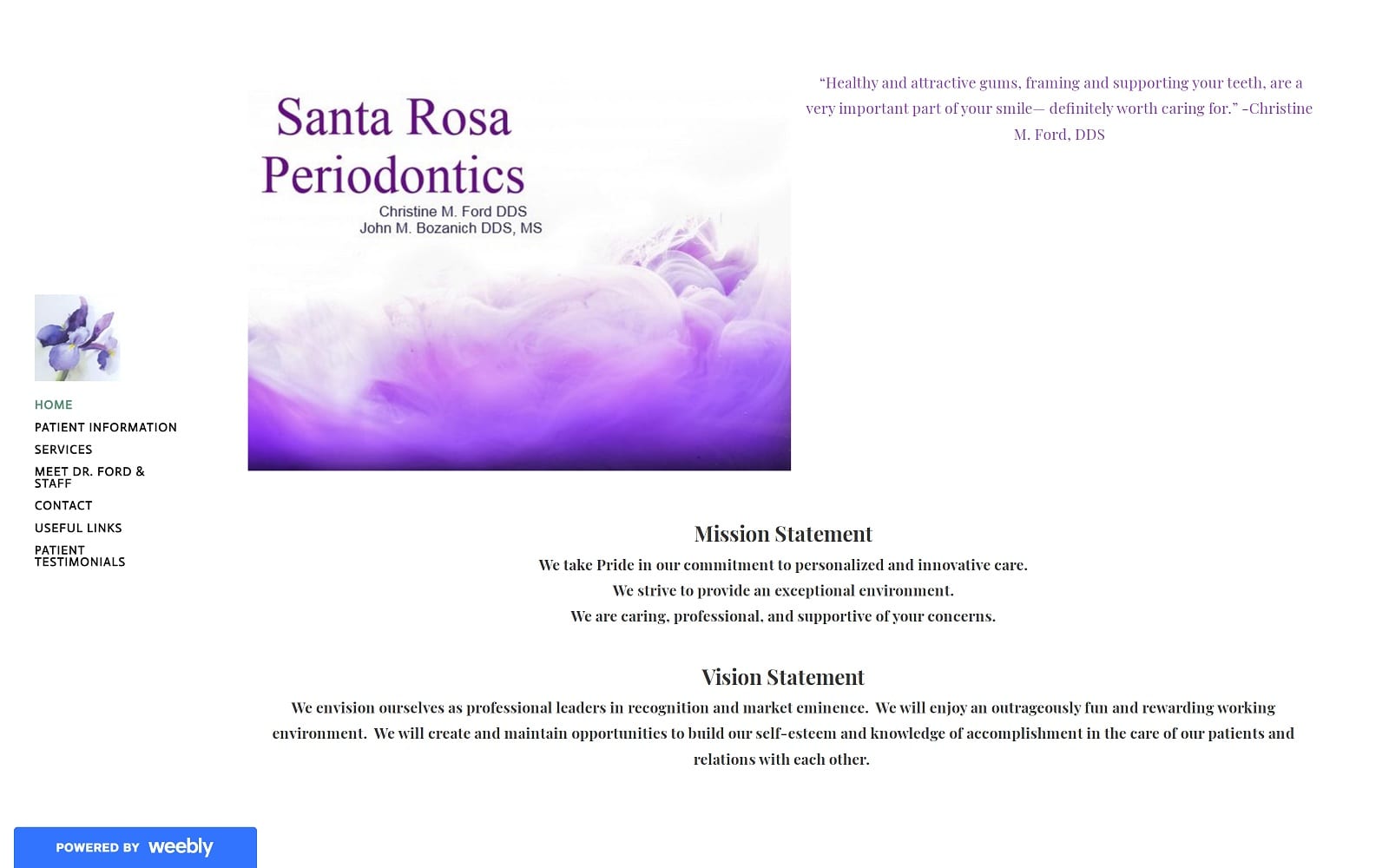 The screenshot of christine m. Ford, dds santarosaperio. Com website