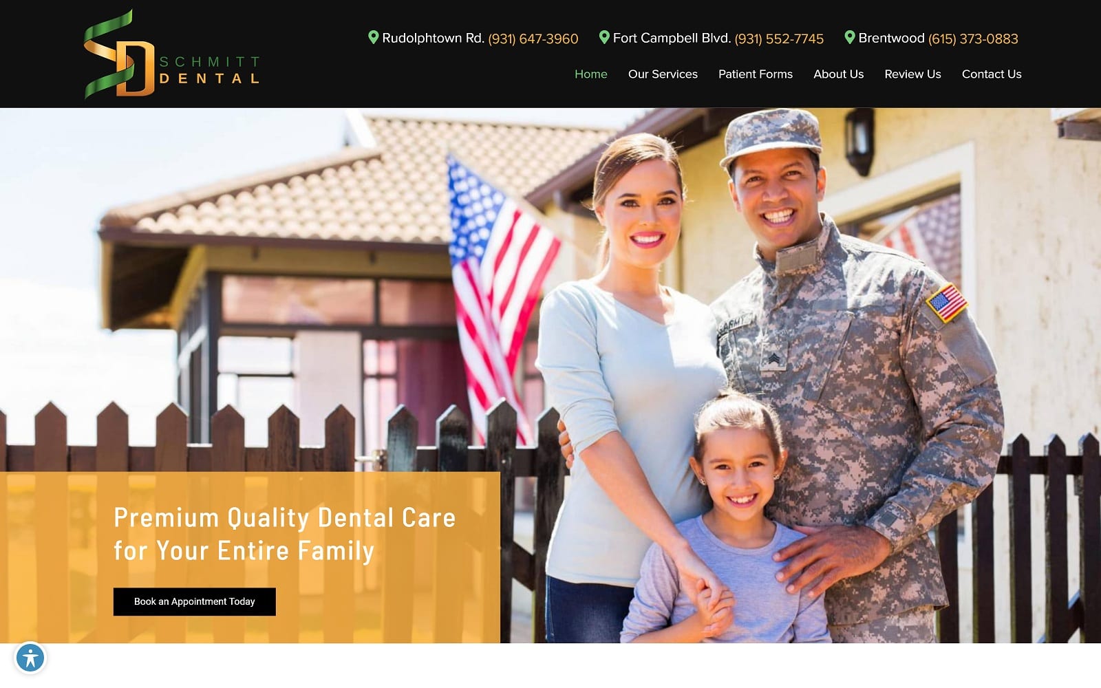 The screenshot of schmitt dental schmittdental. Com website