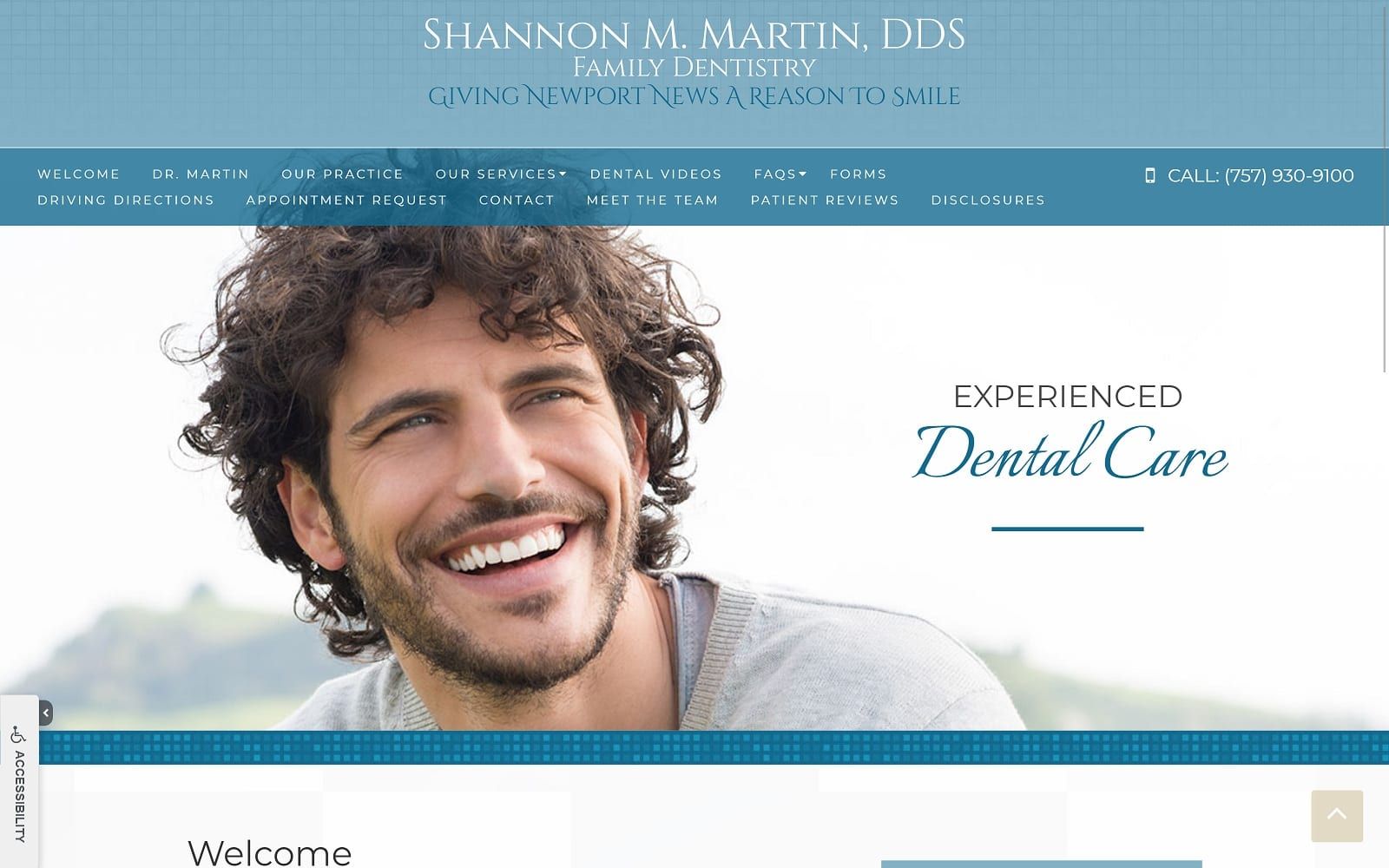The screenshot of dr. Shannon m martin dds shannonmartindds. Com website