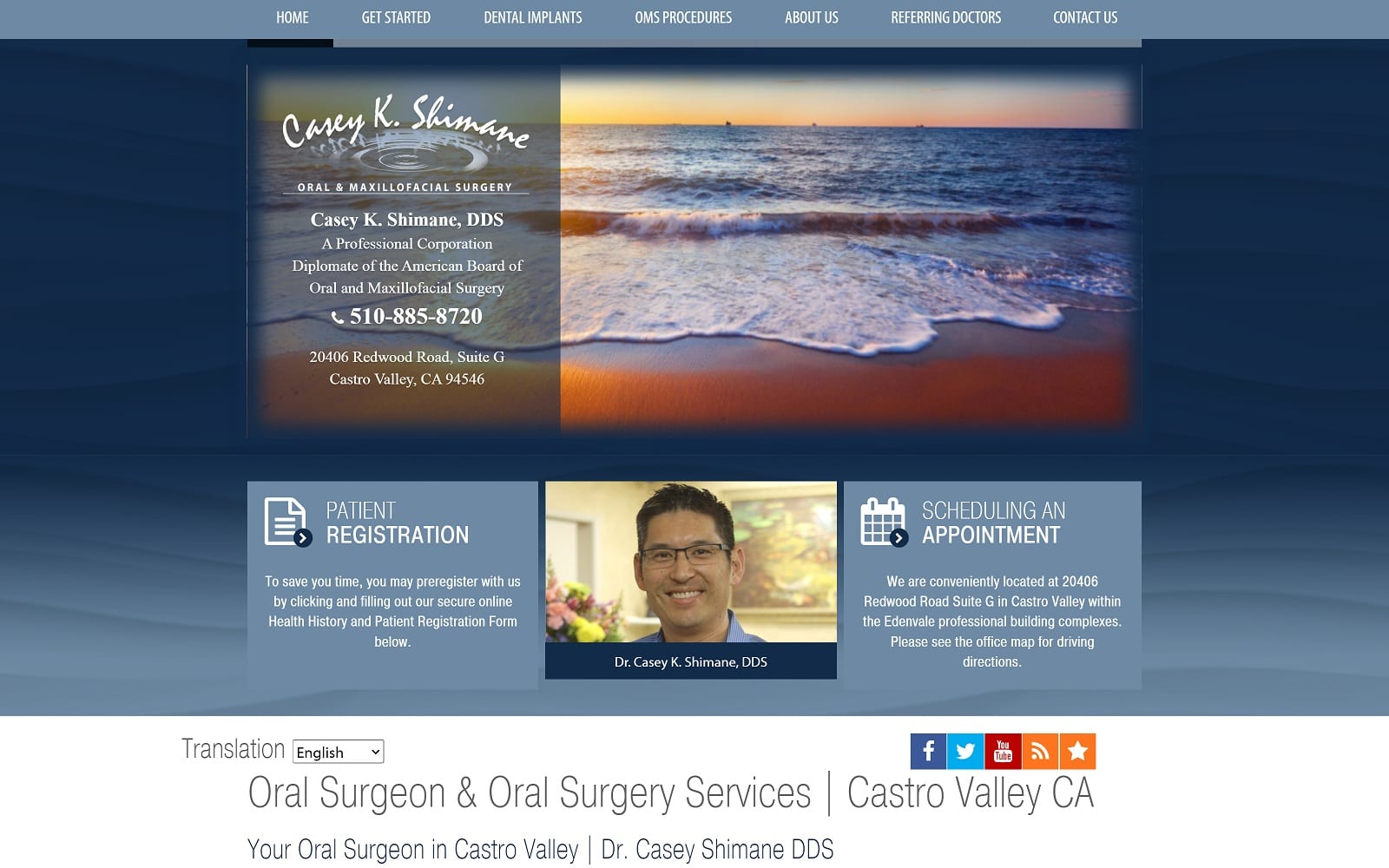 The screenshot of shimane oral and maxillofacial surgery shimaneoralsurgery. Com dr. Casey shimane website