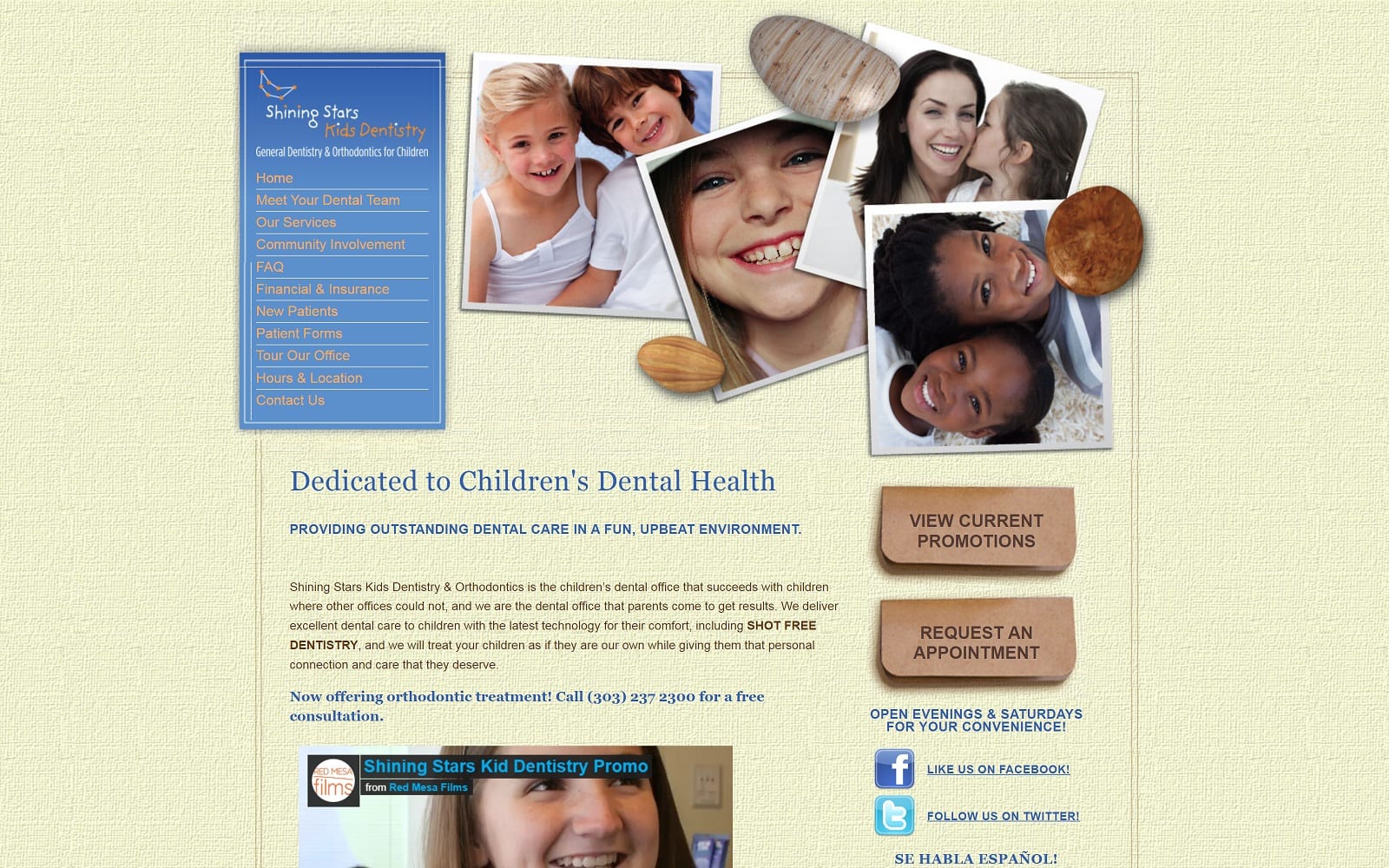 The screenshot of shining stars kids dentistry shiningstarskidsdentistry. Com website