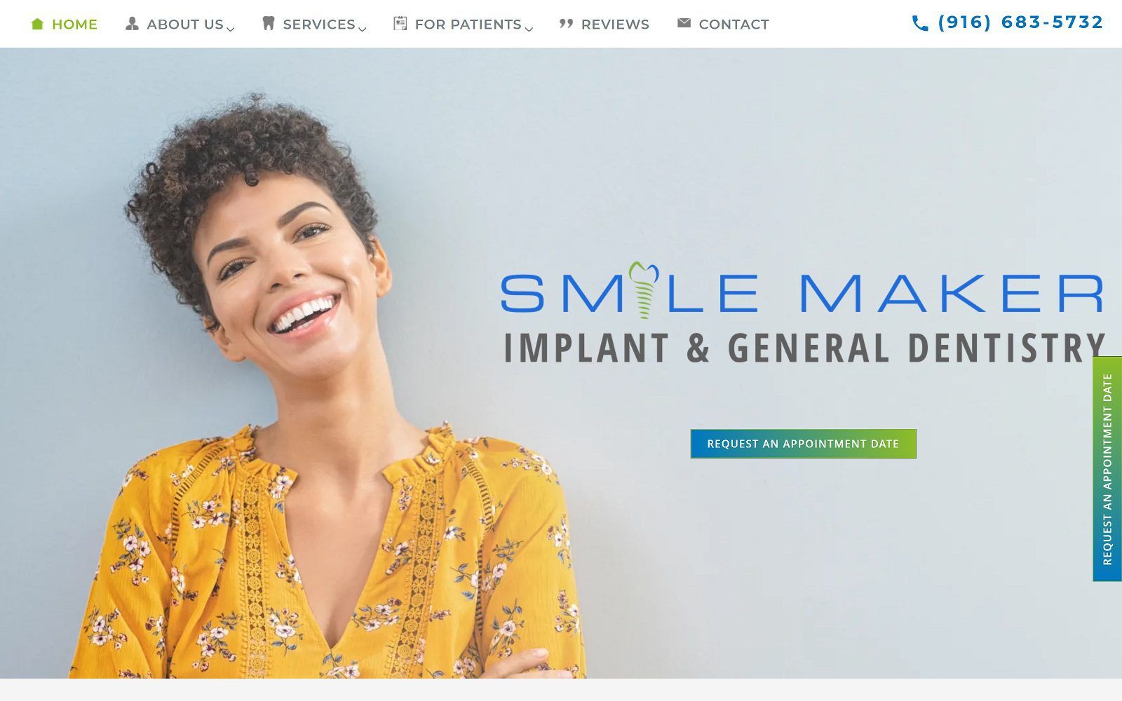 The screenshot of smile maker dentistry elk grove smilemakerdentistryelkgrove. Com website