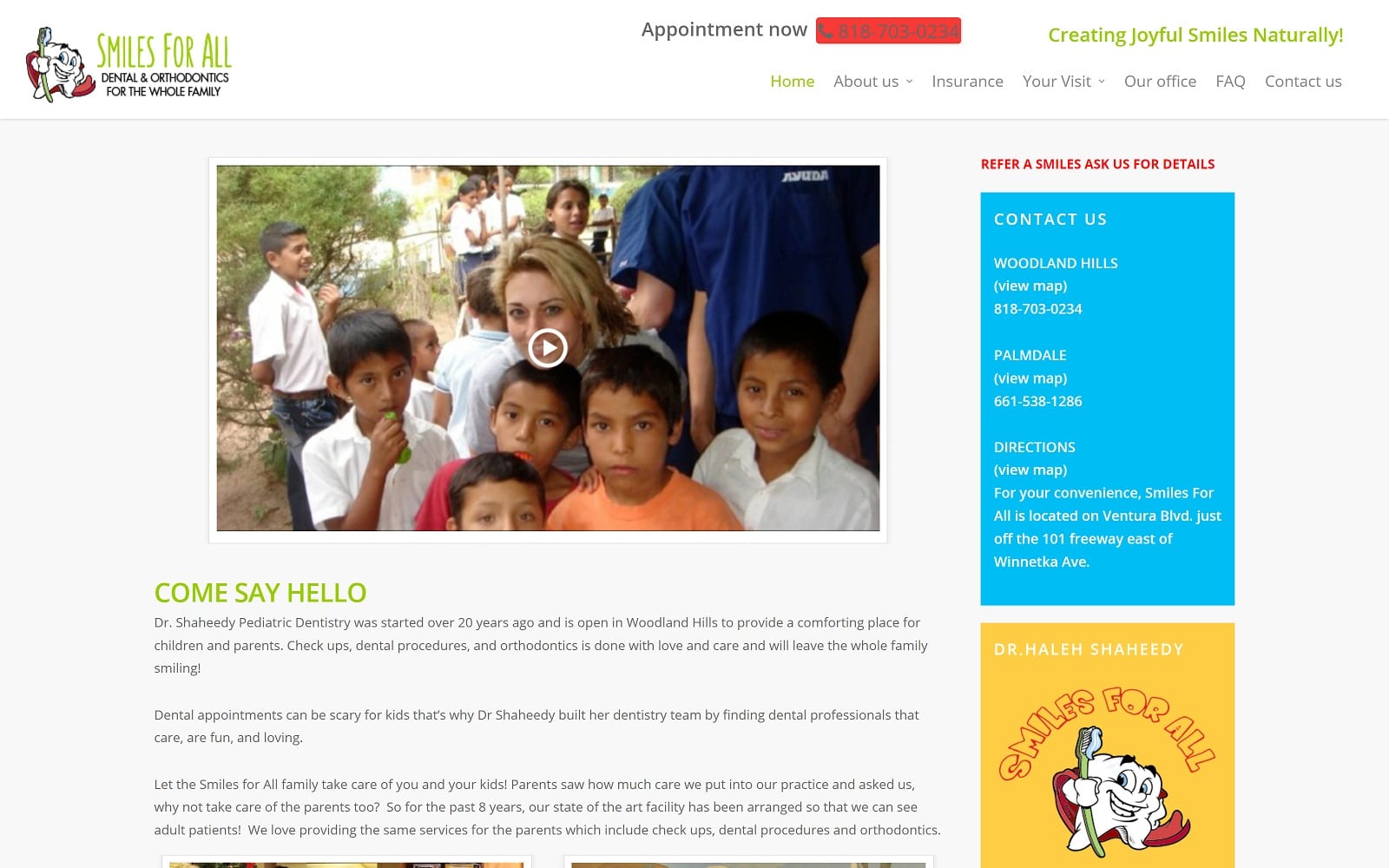 The screenshot of smiles for all smilesforall. Net dr. Shaheedy website