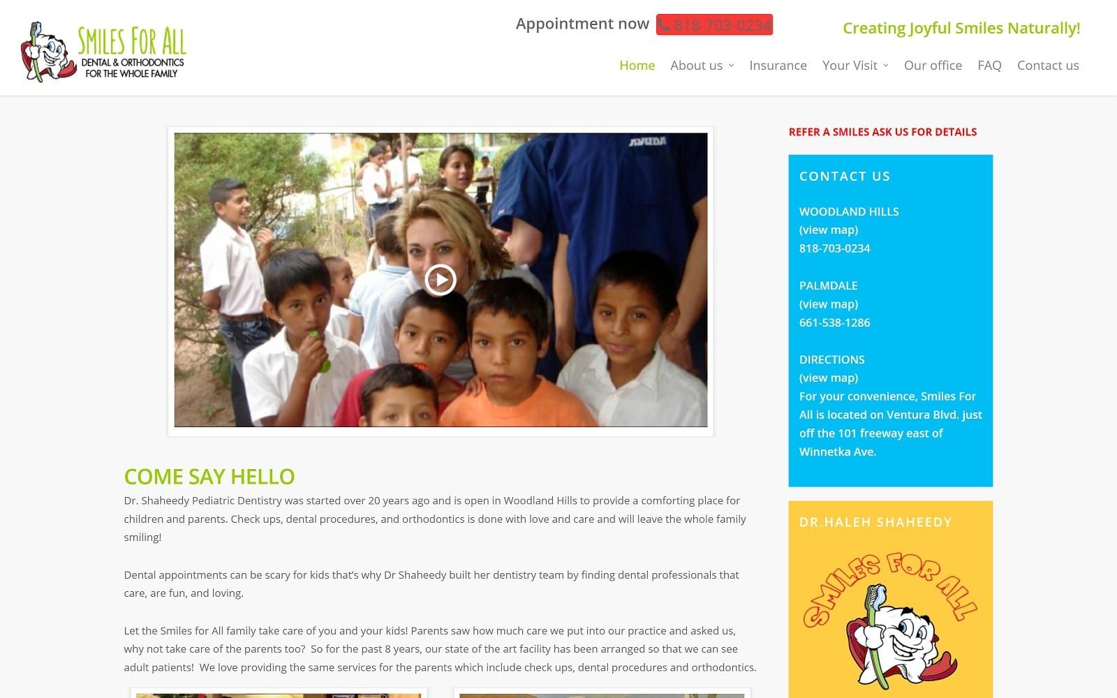 The screenshot of smiles for all smilesforall. Net dr. Shaheedy website