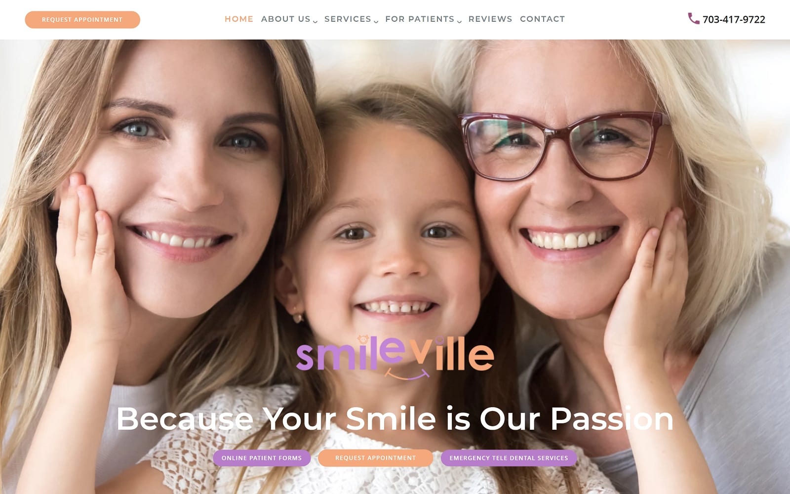 The screenshot of smileville family dental smilevillealexandria. Com website