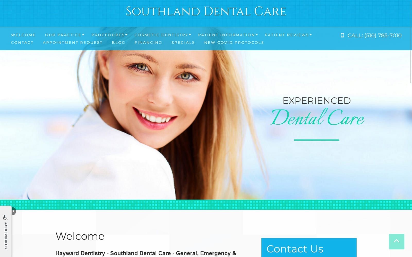The screenshot of southland dental care southlanddental. Com website