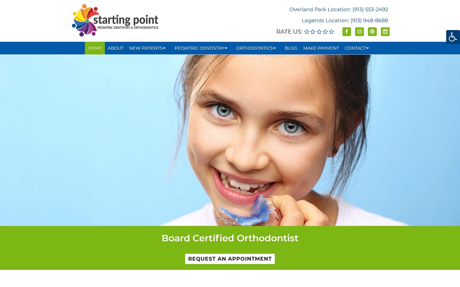 The screenshot of starting point pediatric dentistry and orthodontics startingpointdental. Com website