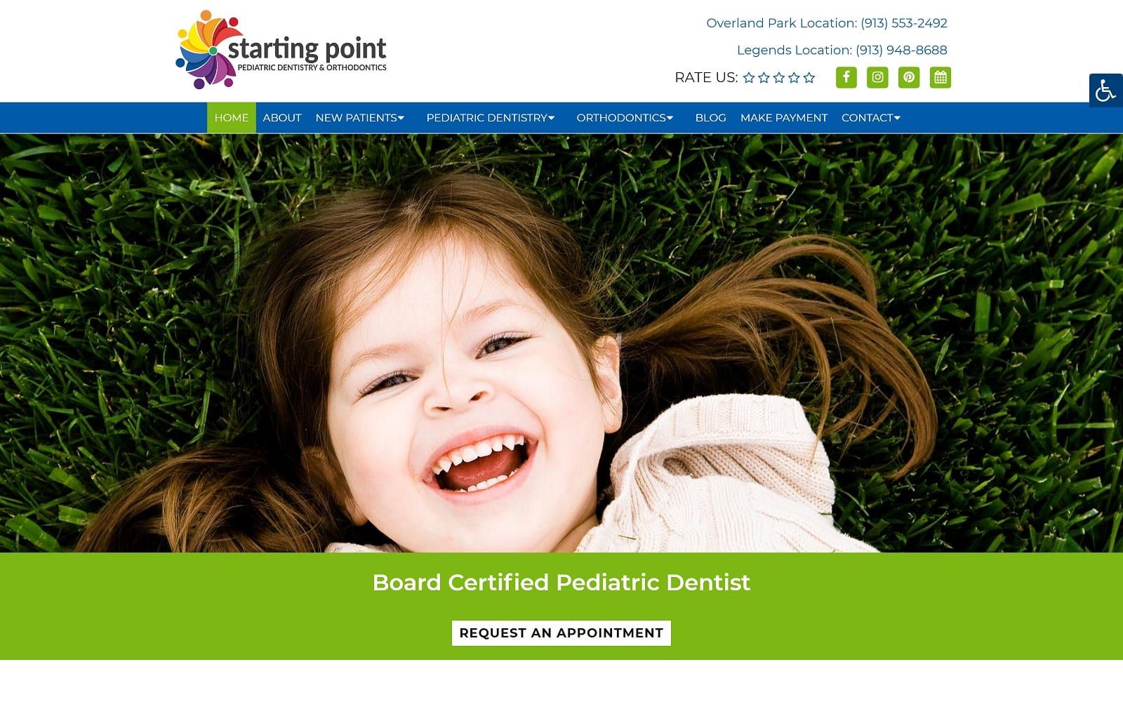 The screenshot of starting point pediatric dentistry and orthodontics startingpointdental. Com website