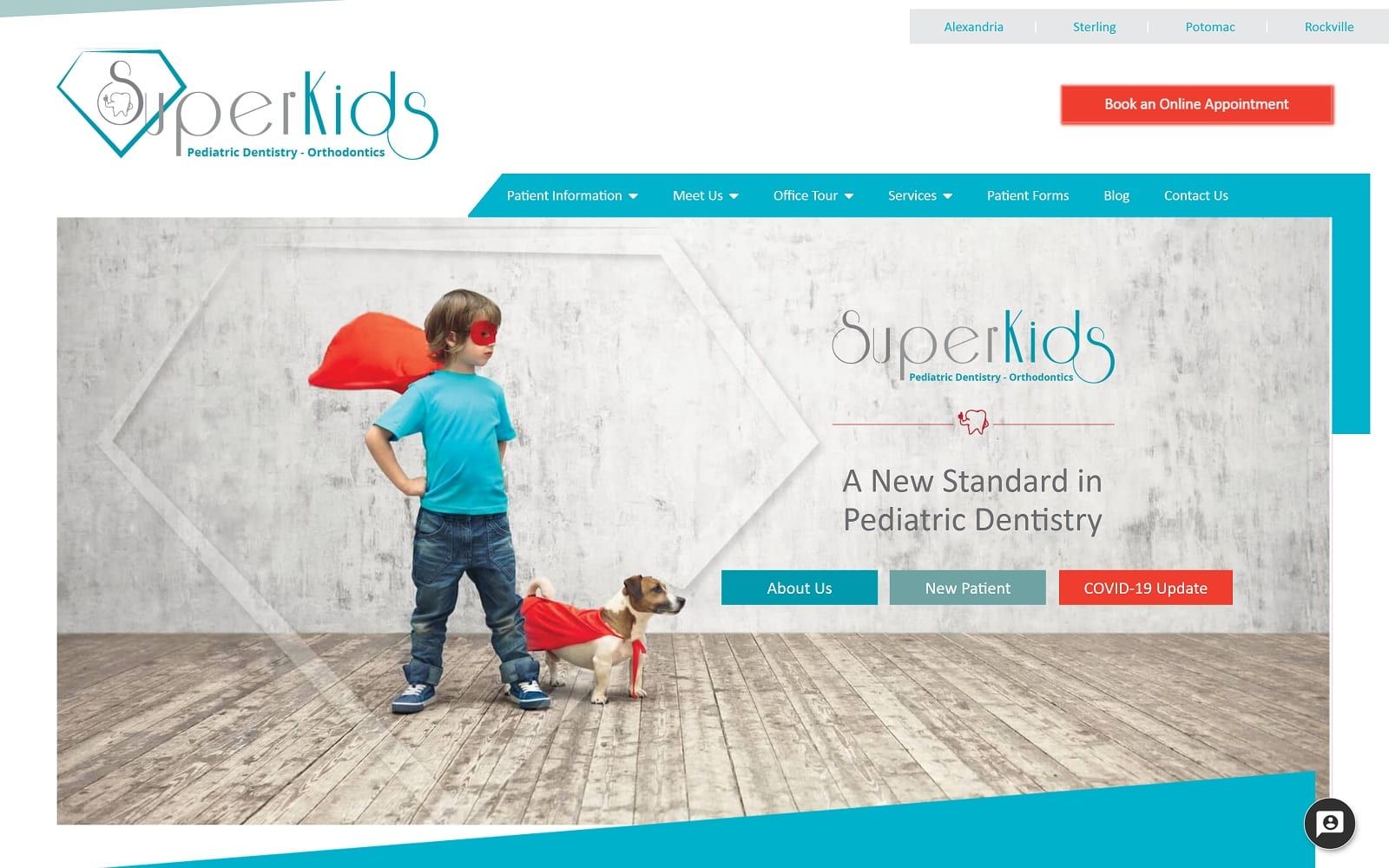 The screenshot of superkids pediatric dentistry superkidsdentistry. Com dr. Liuwebsite
