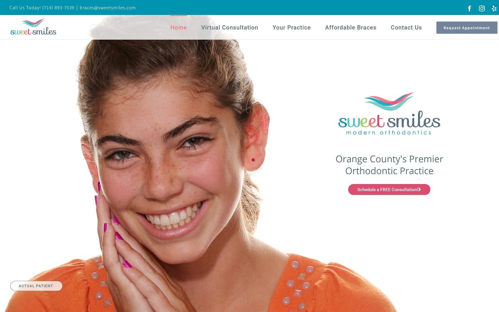 The screenshot of sweet smiles modern orthodontics sweetsmiles. Com website