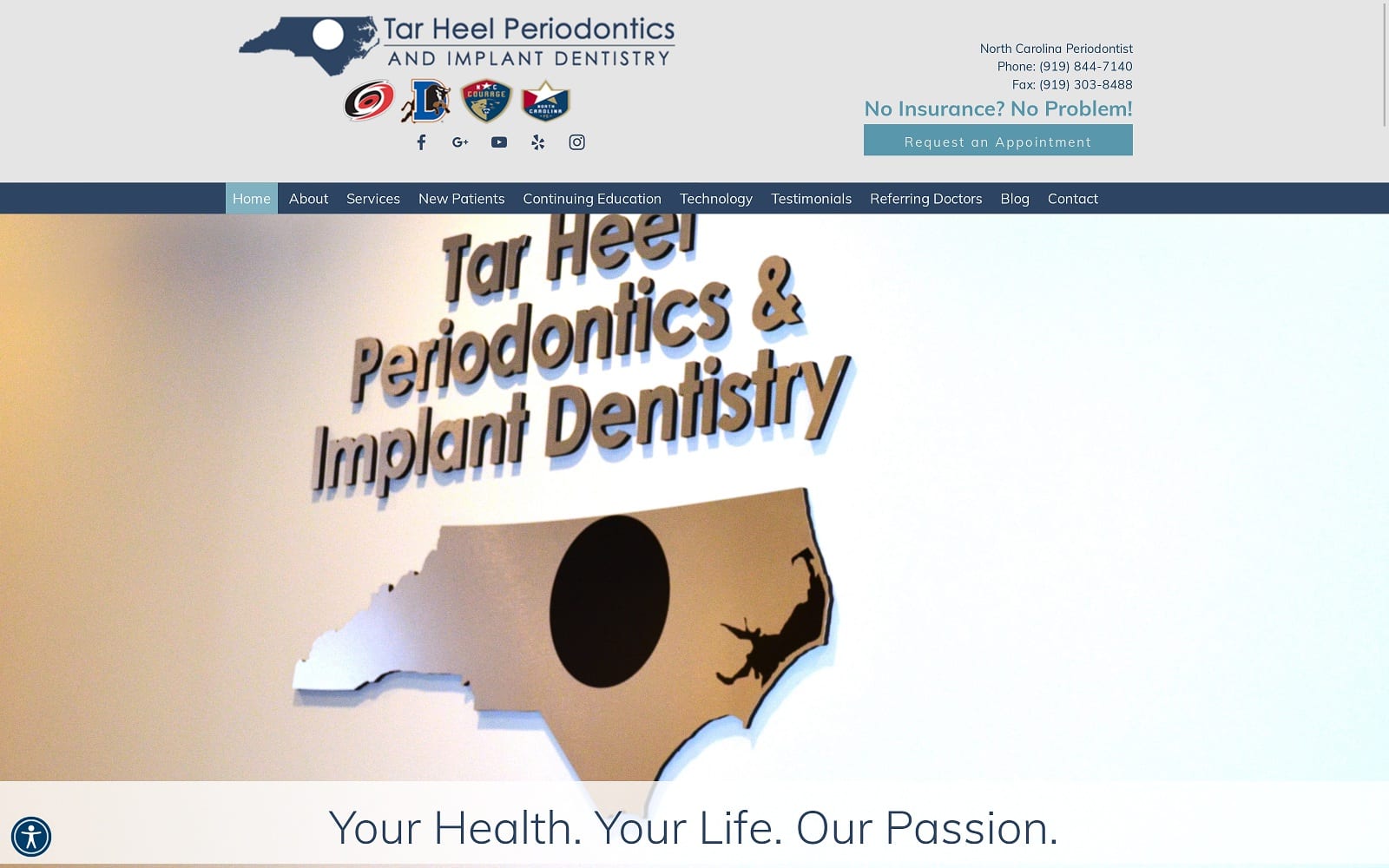 The screenshot of tar heel periodontics and implant dentistry tarheelperio. Com website