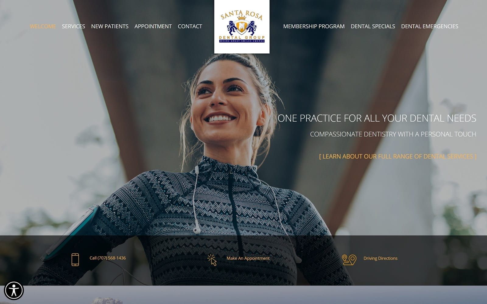 The screenshot of santa rosa dental group thesantarosadentist. Com website