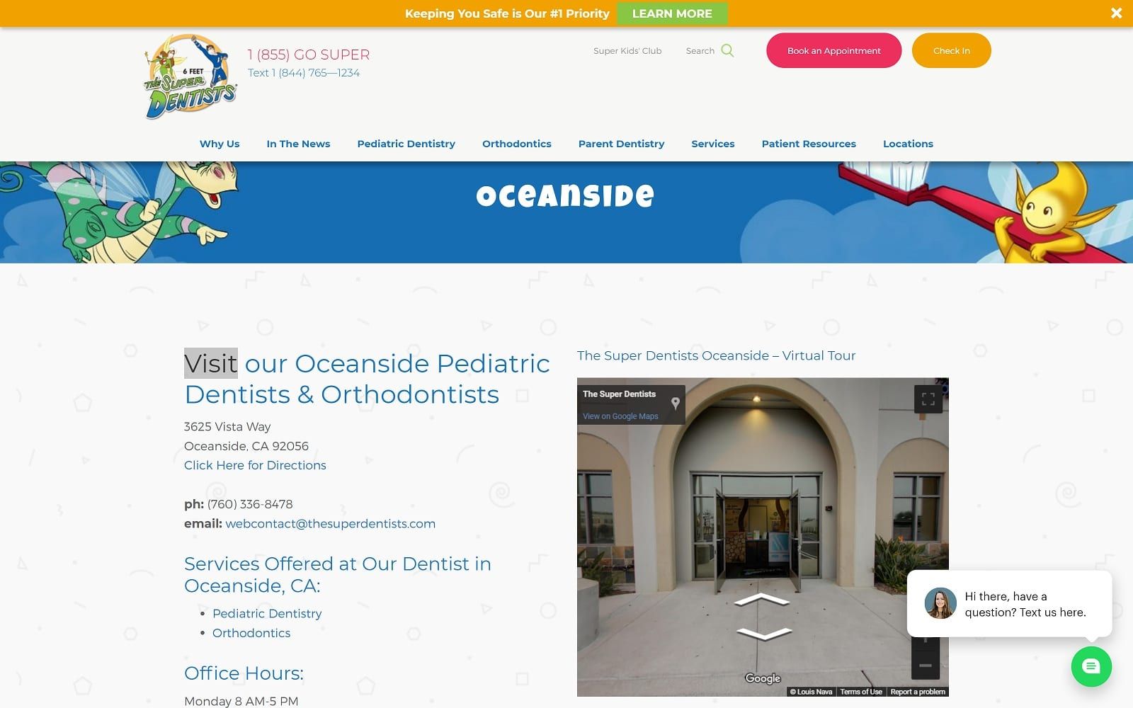 The screenshot of the super dentists thesuperdentists. Com/locations/oceanside-dentist website