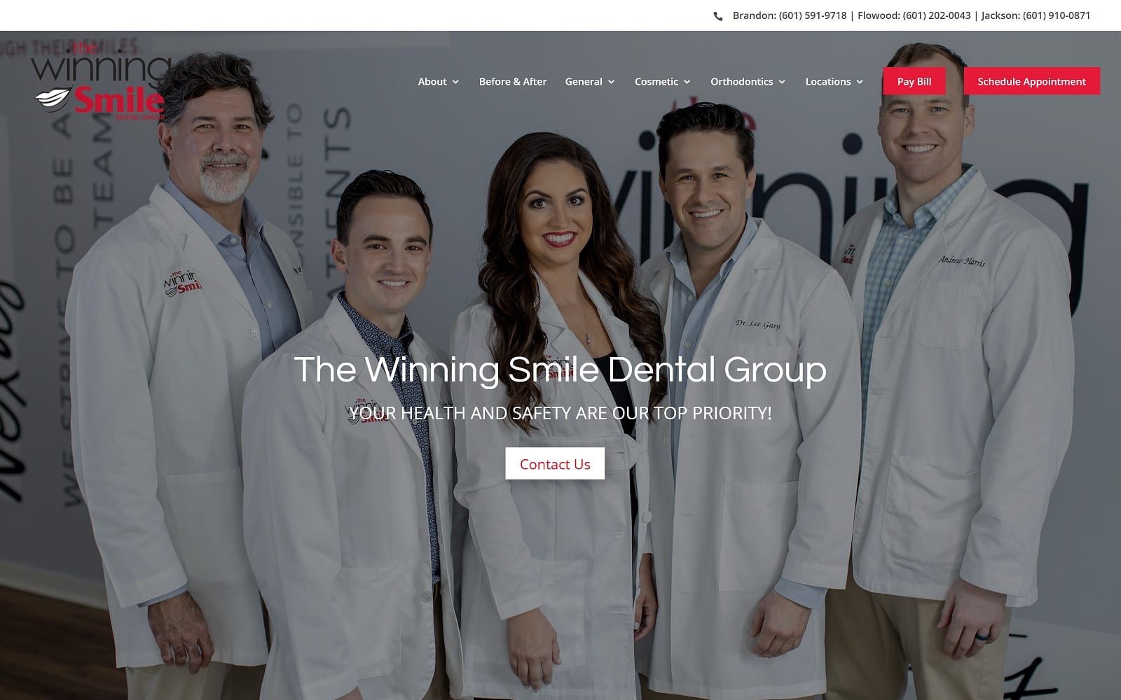 The screenshot of the winning smile dental group - jackson thewinningsmile. Com website