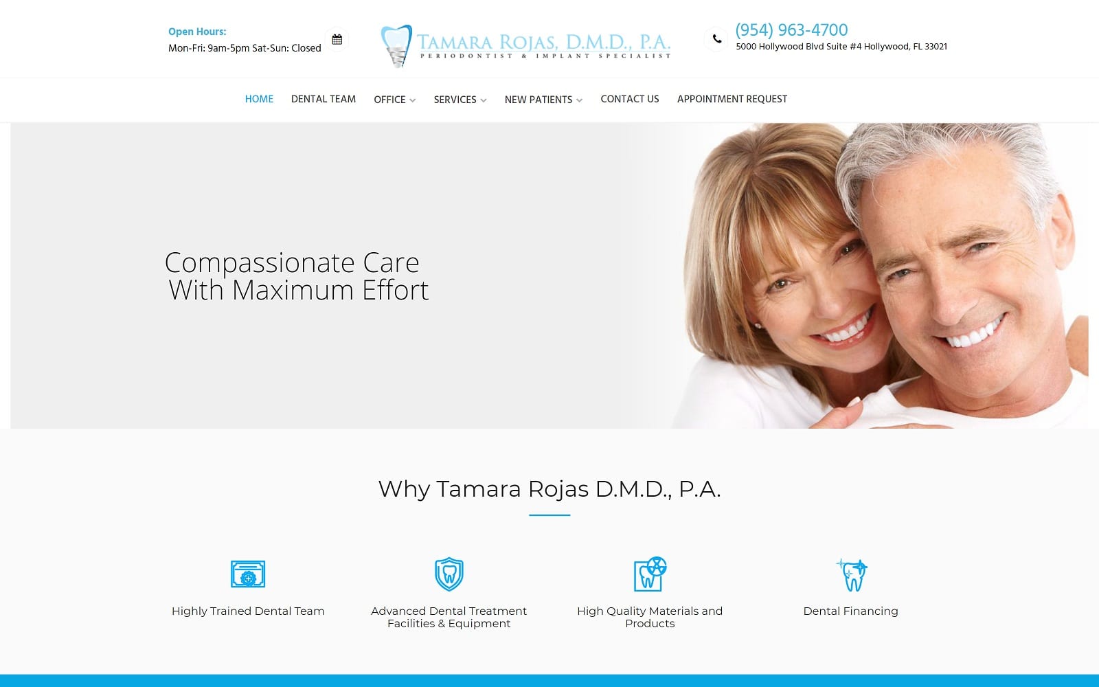 The screenshot of tamara rojas d. M. D. , p. A. Toothfairyworkshop. Com website