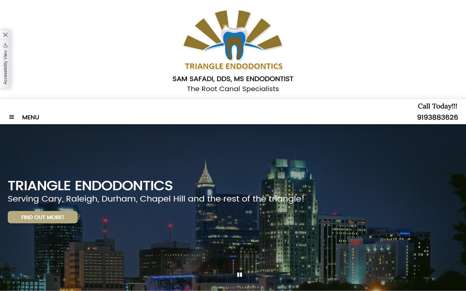 The screenshot of triangle endodontics triangle-endodontics. Com dr. Sam safadi website
