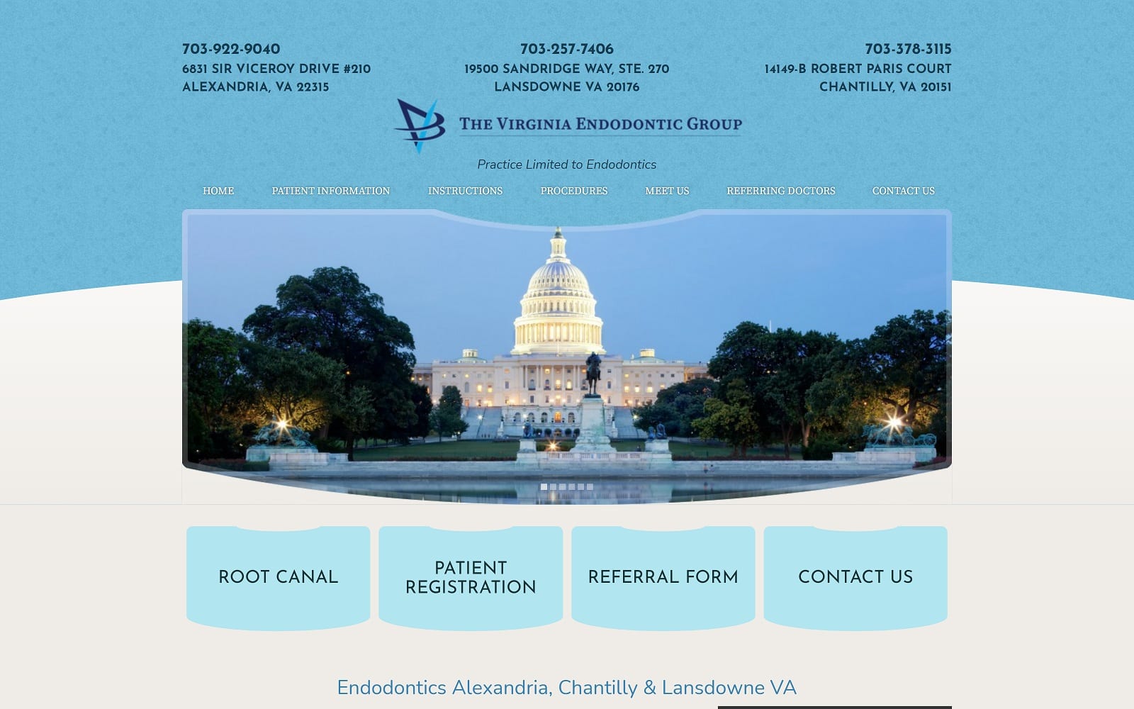 The screenshot of the virginia endodontic group vaendogroup. Com website