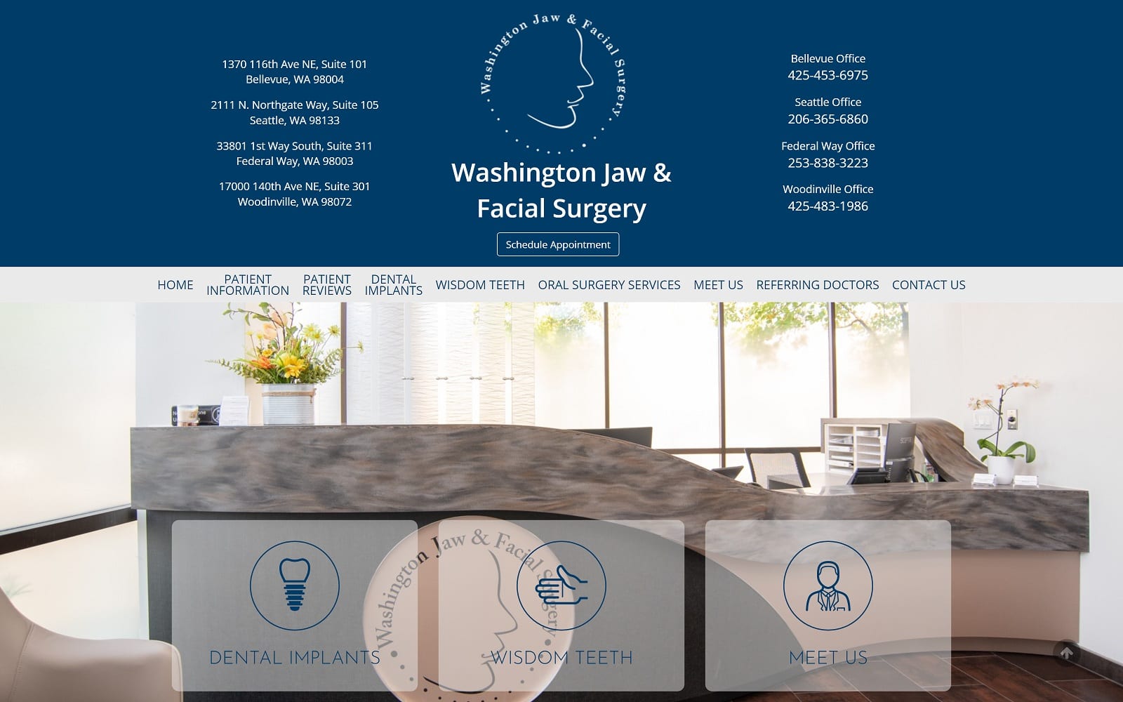 The screenshot of washington jaw & facial surgery washingtonoralsurgeon. Net website