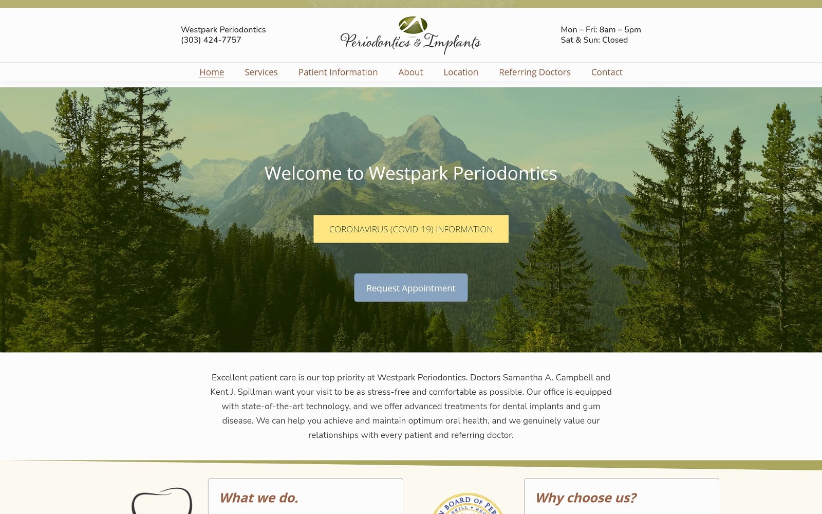 The screenshot of foothills periodontics foothillsperiodontics. Com website