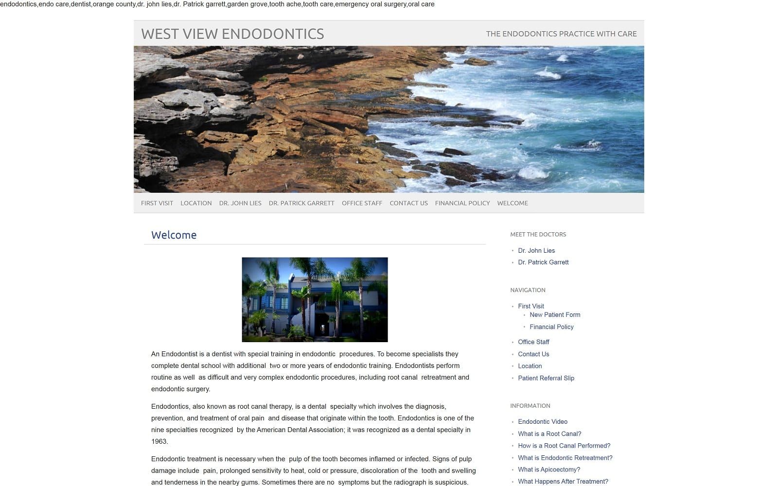 The screenshot of west view endodontics westviewendo. Com website