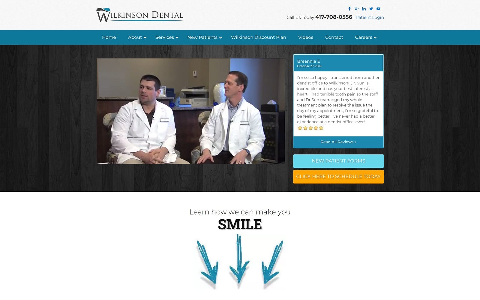 The screenshot of wilkinson dental wilkdental. Com website