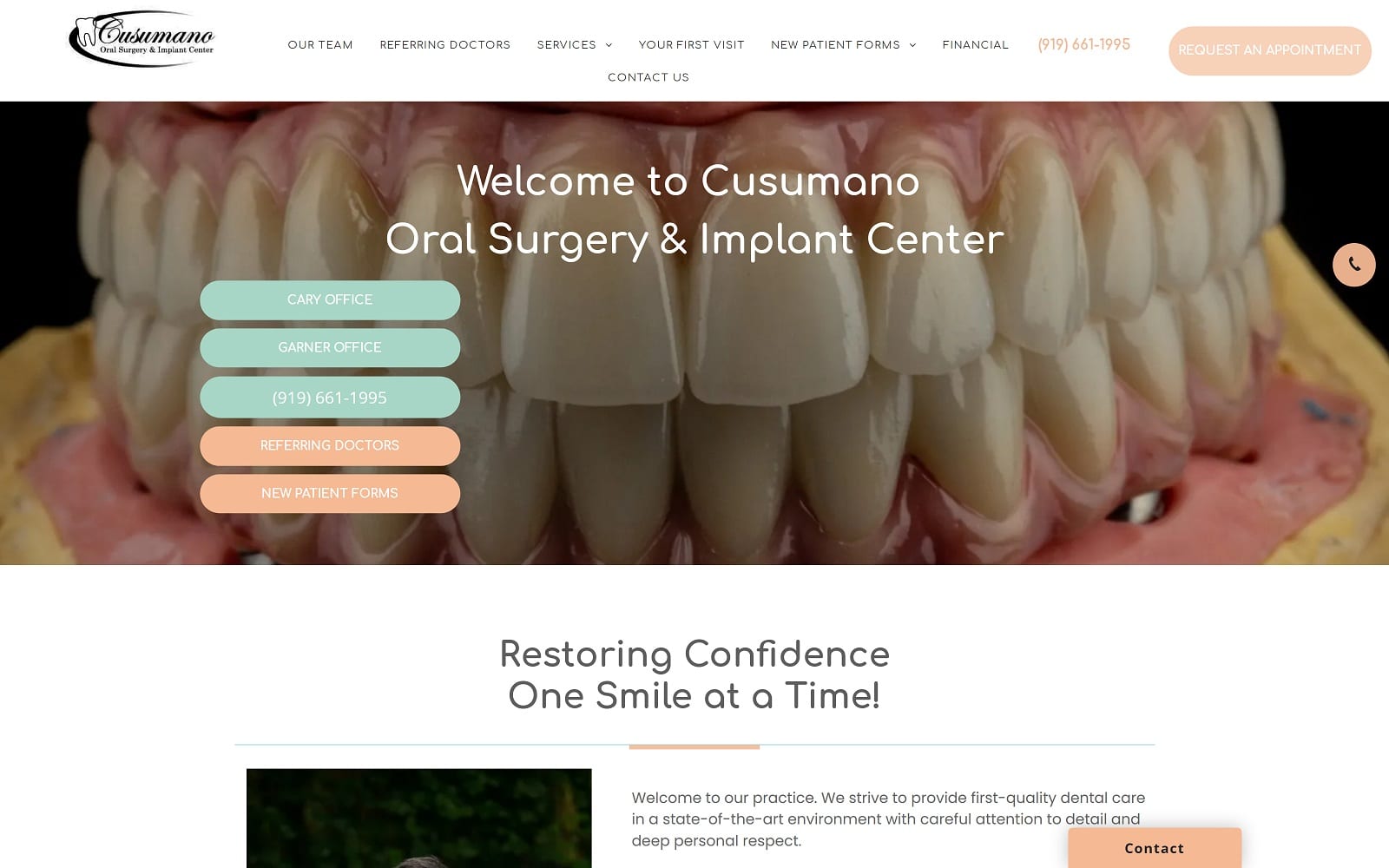 The screenshot of cusumano oral surgery & implant center wisdomtoothcenter. Com website