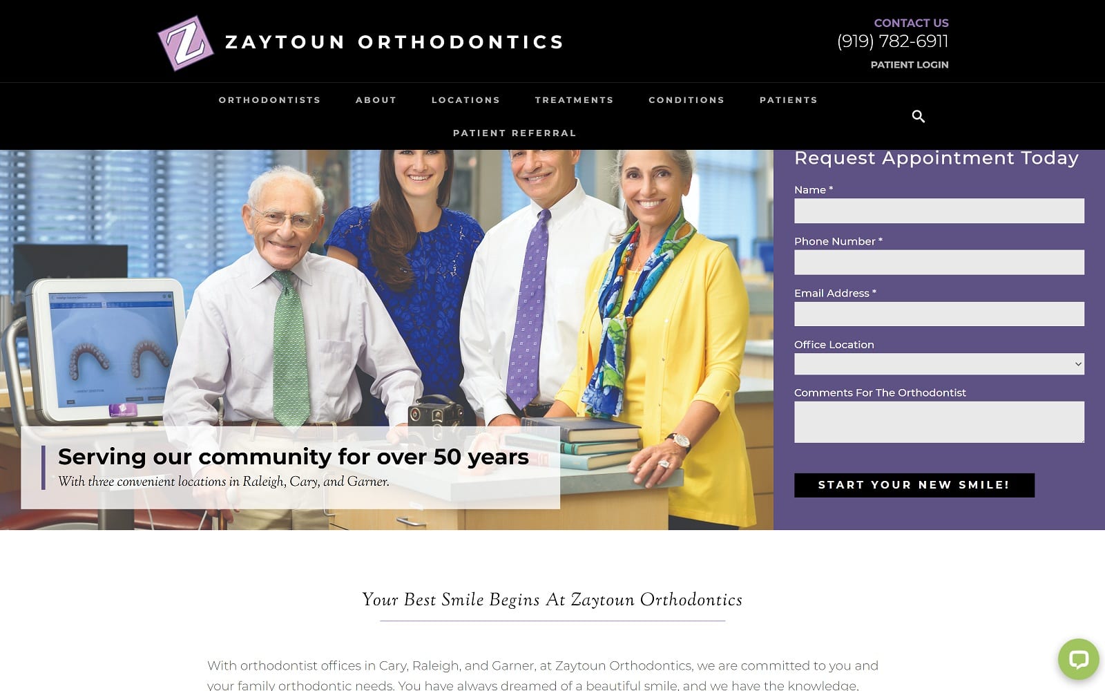 The screenshot of zaytoun orthodontics zaytounorthodontics. Com website