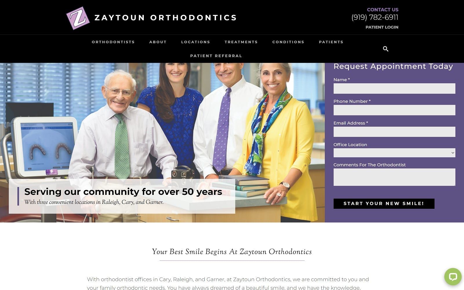 The screenshot of zaytoun orthodontics zaytounorthodontics. Com website