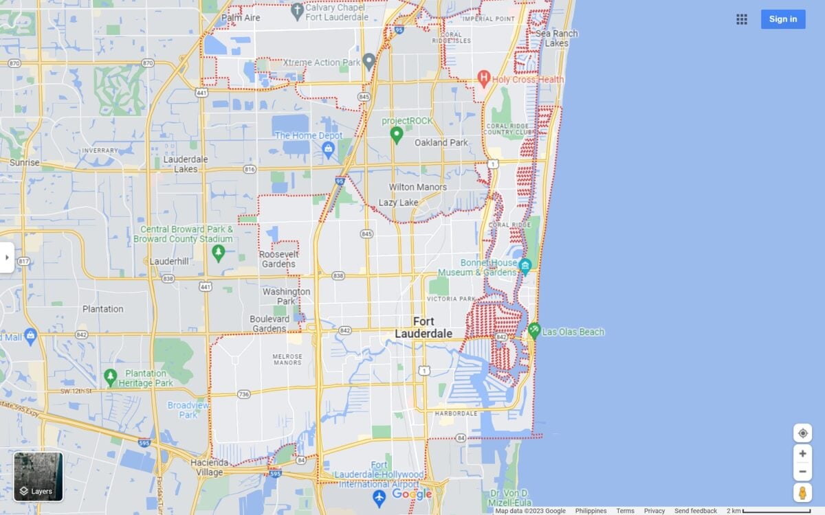 Fort Lauderdale FL map