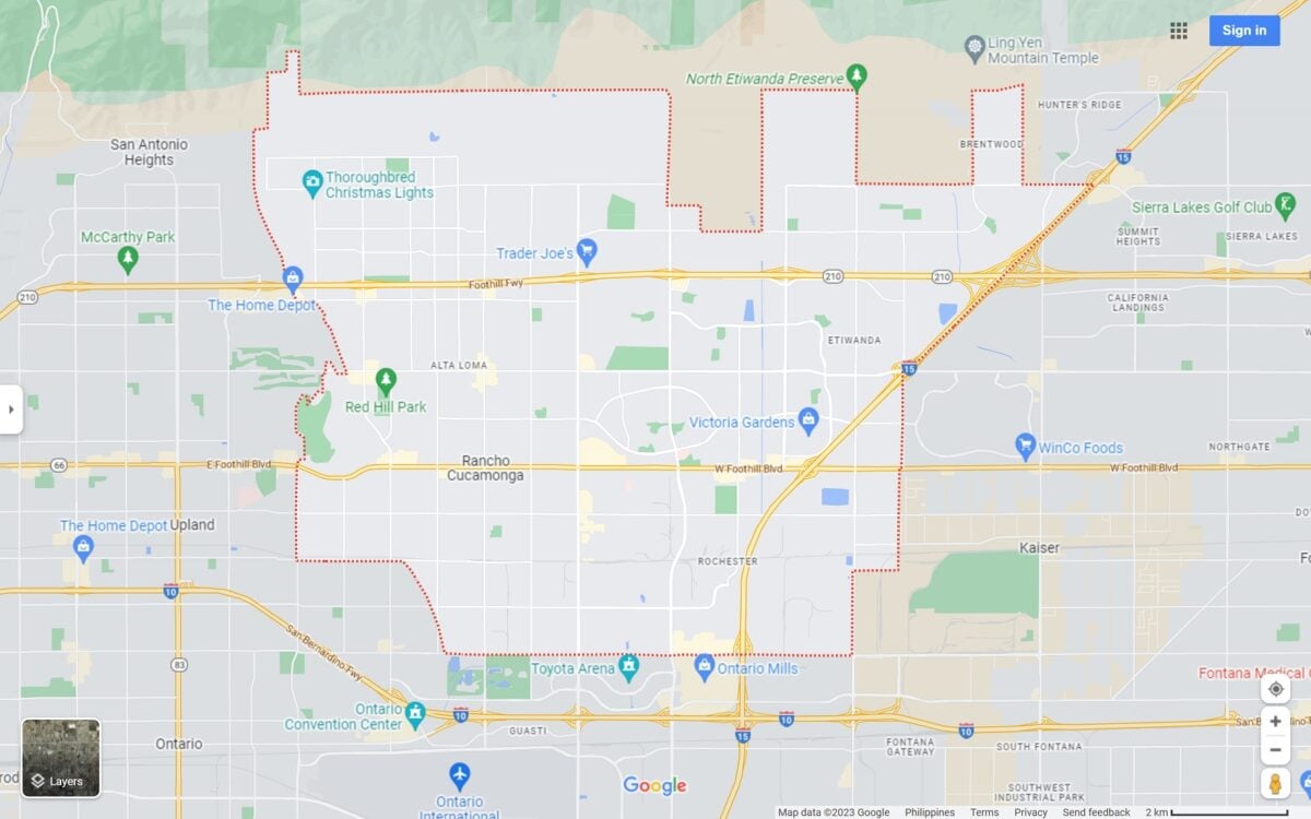 Rancho Cucamonga CA map