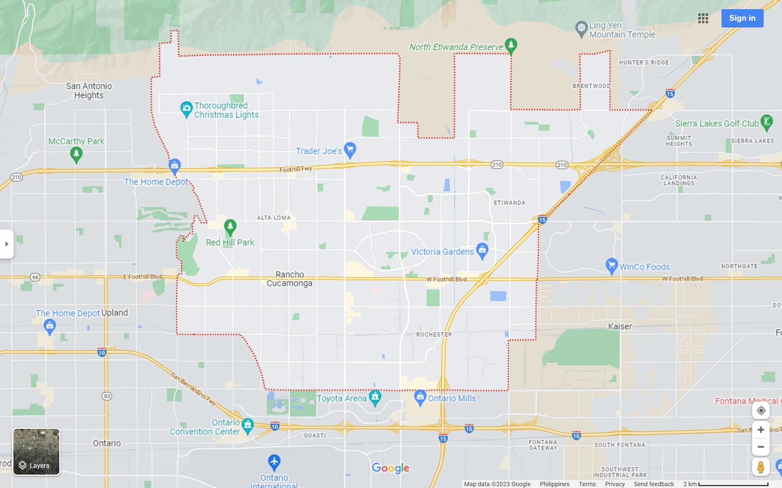 Rancho Cucamonga CA map