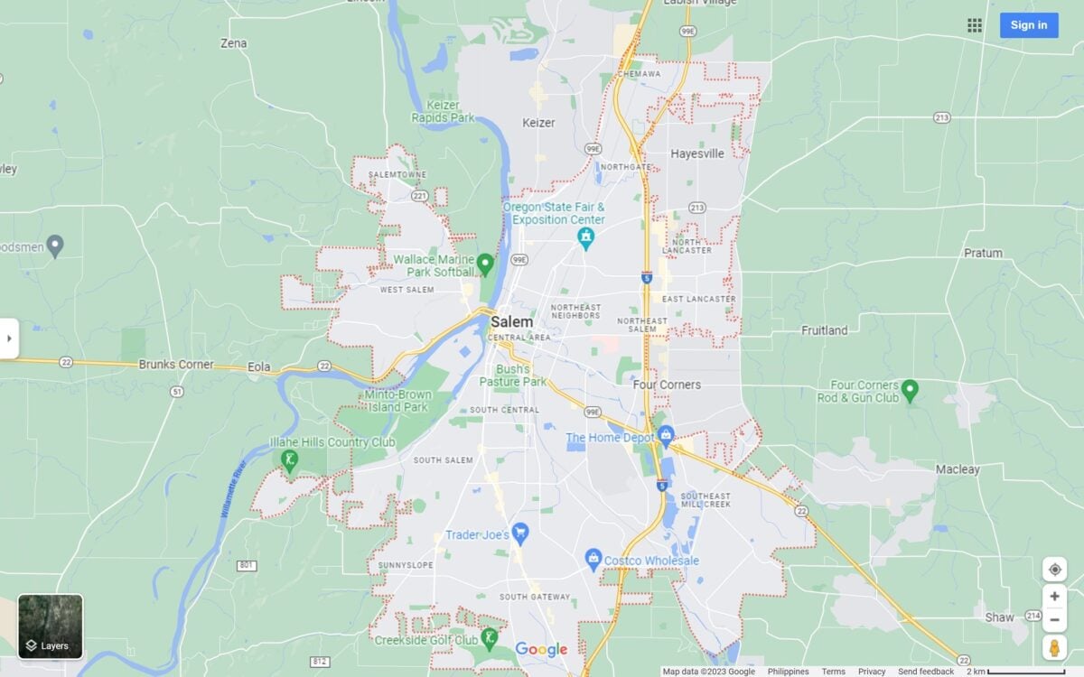 Salem ORegon map