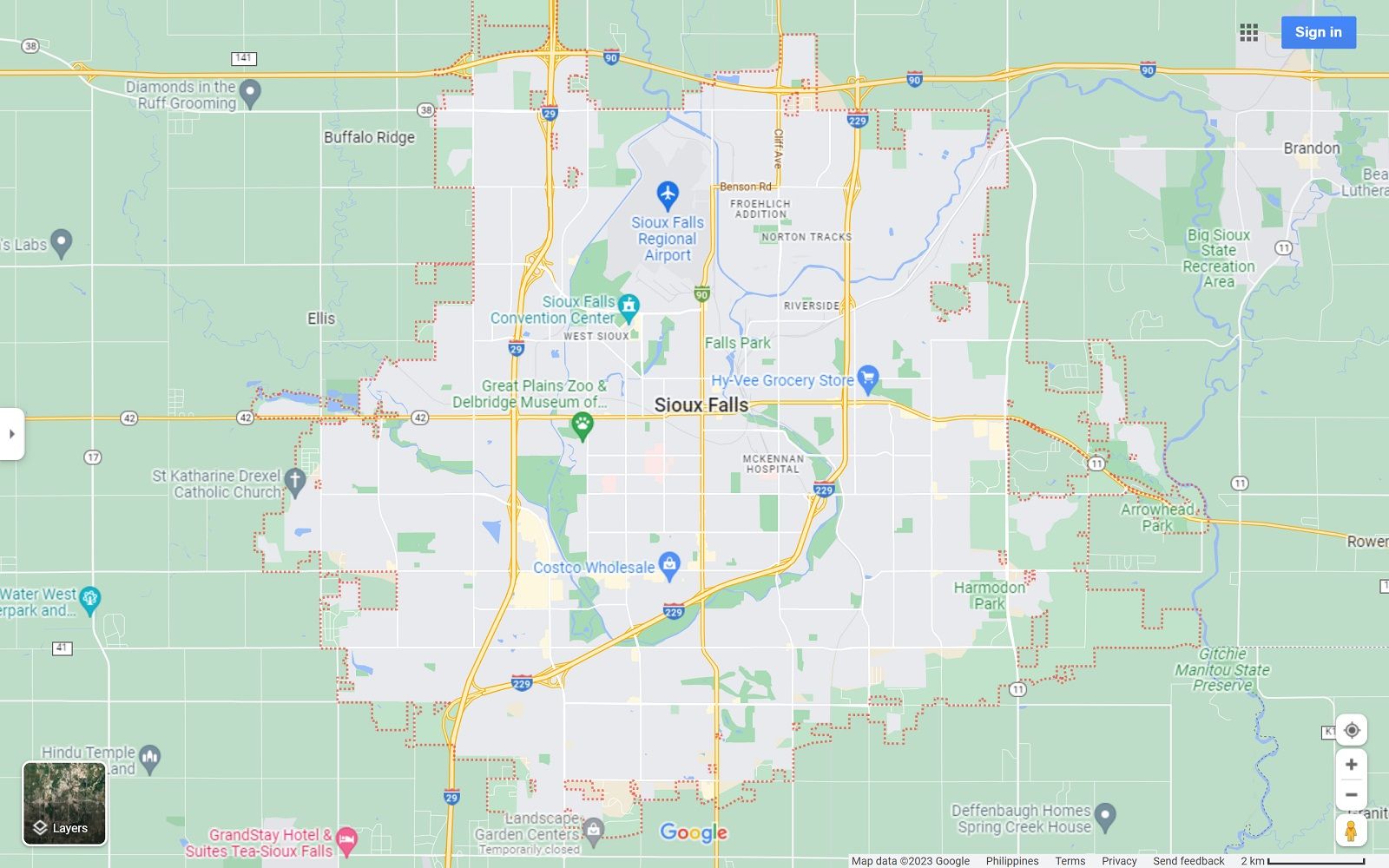 Sioux Falls SD map