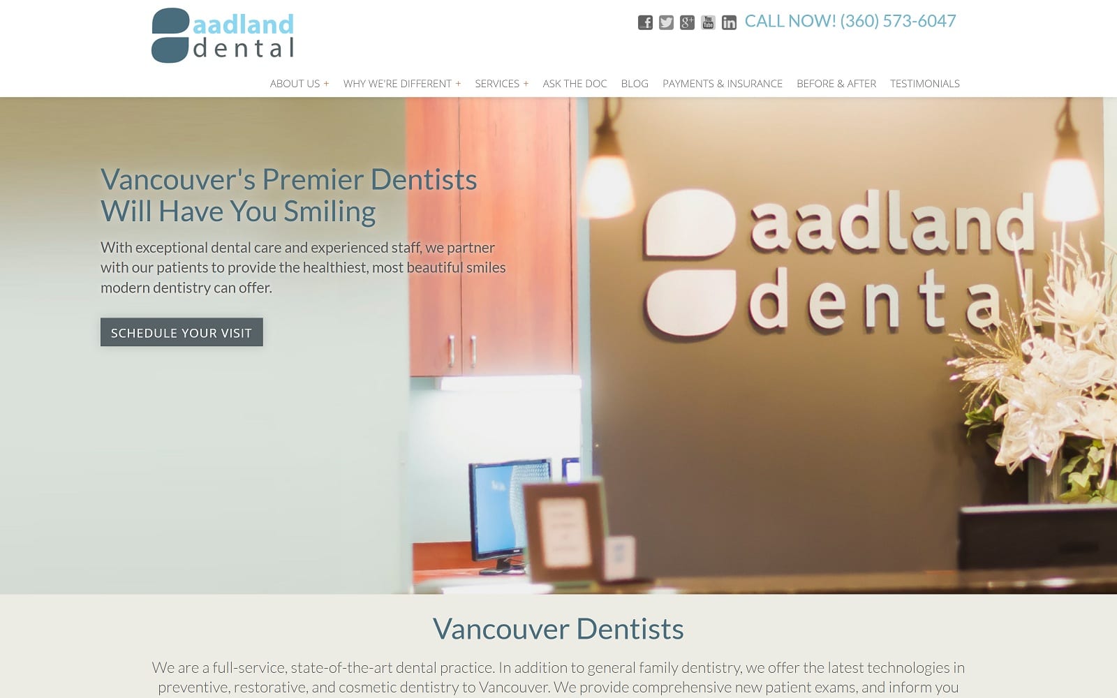 The screenshot of aadland dental aadlanddental. Com dr. Aadland website