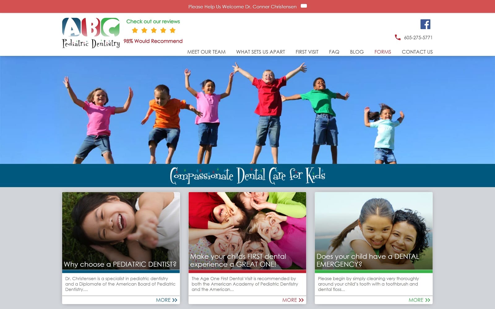 The screenshot of abc pediatric dentistry abcdentalkids. Com website