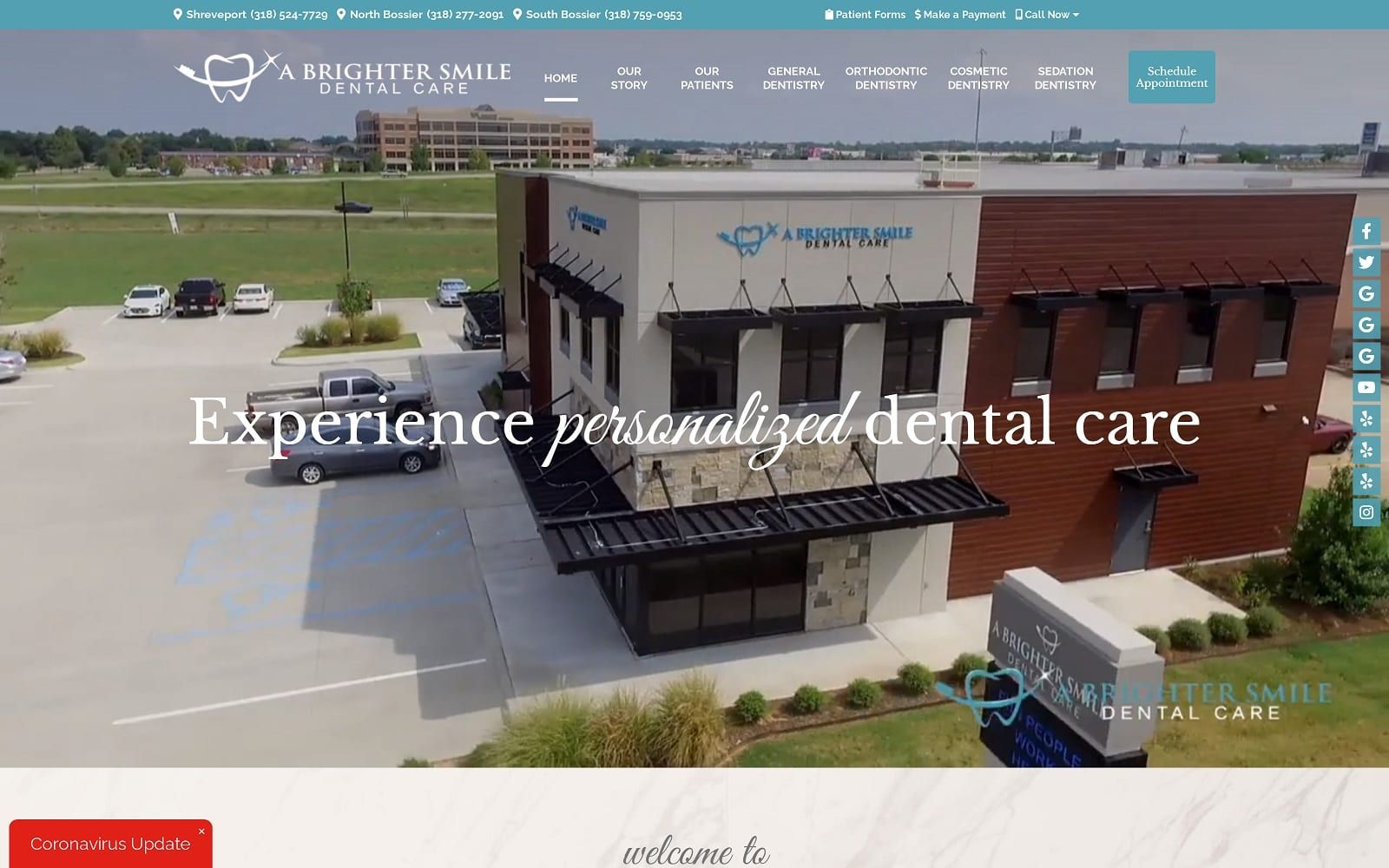 The screenshot of a brighter smile dental care abrightersmiledentalcare. Com website