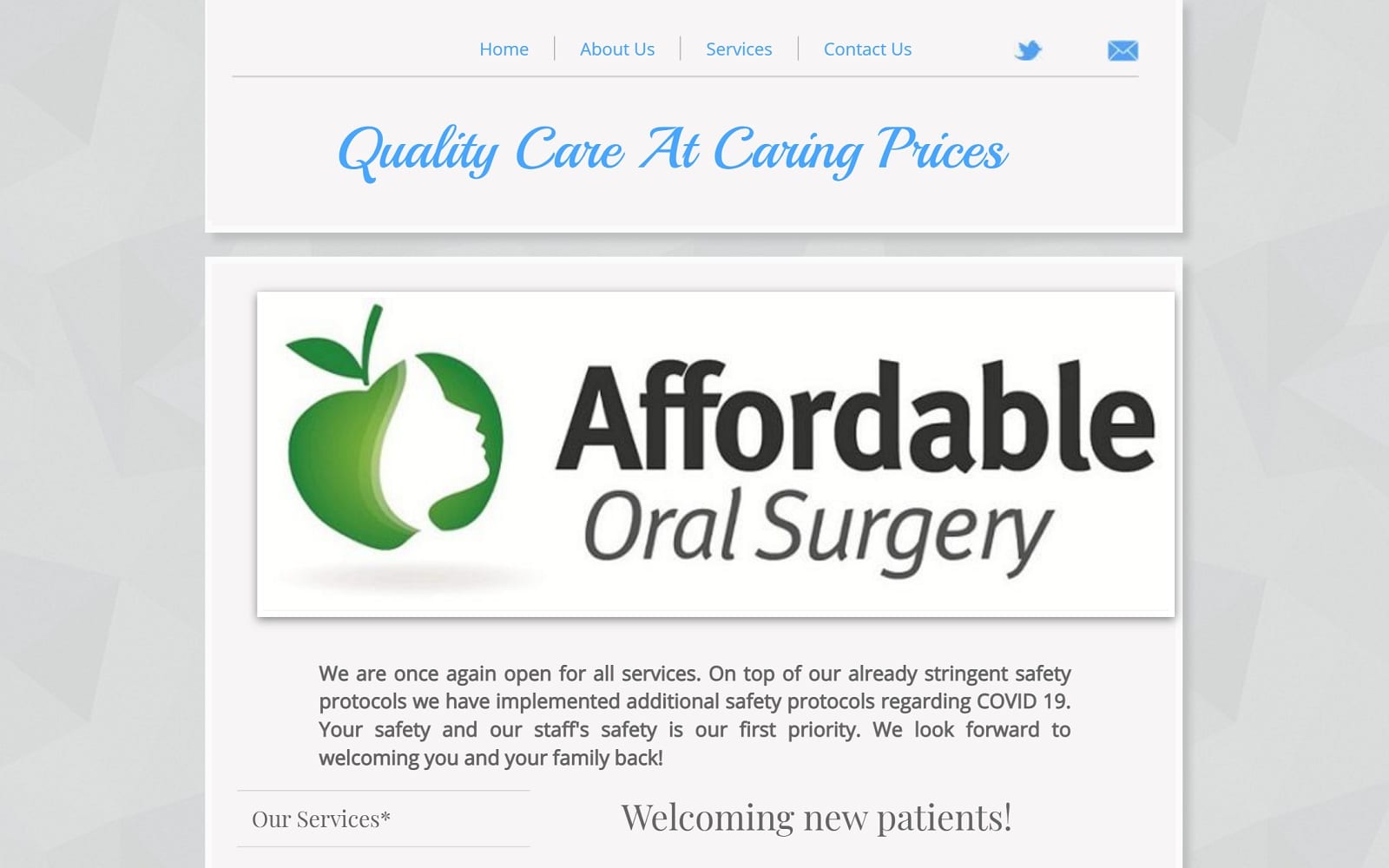 The screenshot of affordable oral surgery affordableoralsurgery. Com website