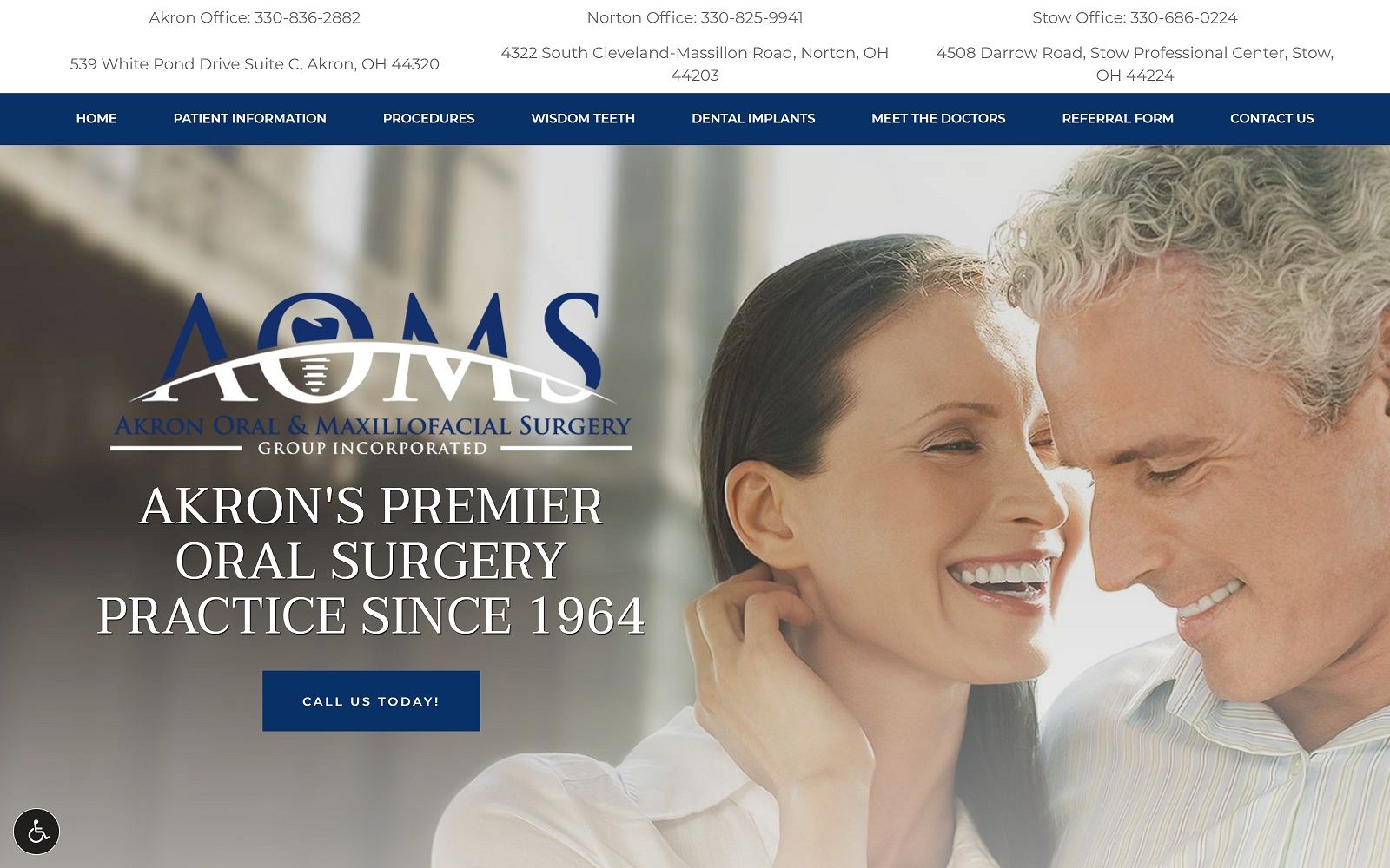 The screenshot of akron oral & maxillofacial surgery group akronoralsurgerygroup. Com website