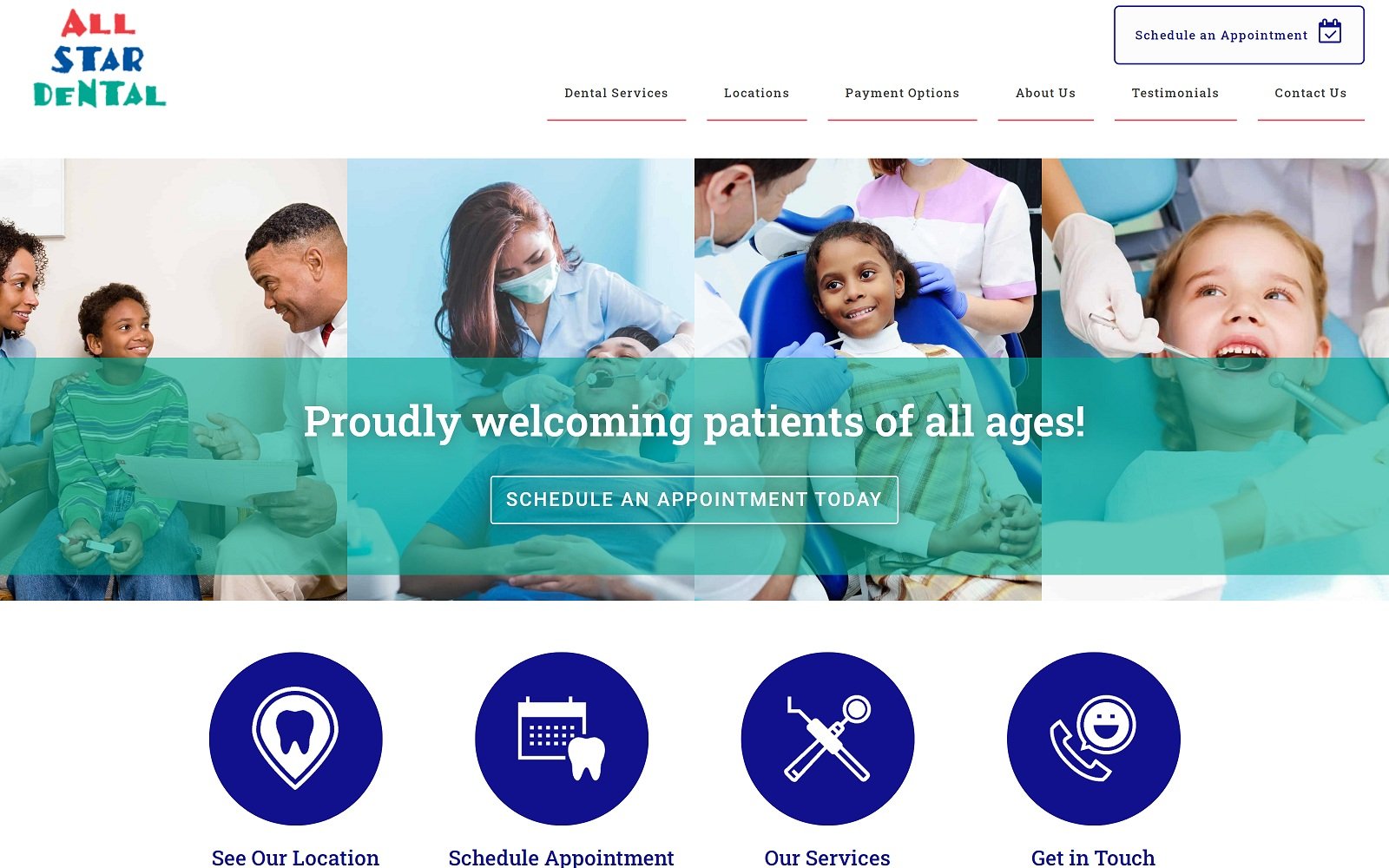 The screenshot of all star dental clinic allstardentalclinic. Com website