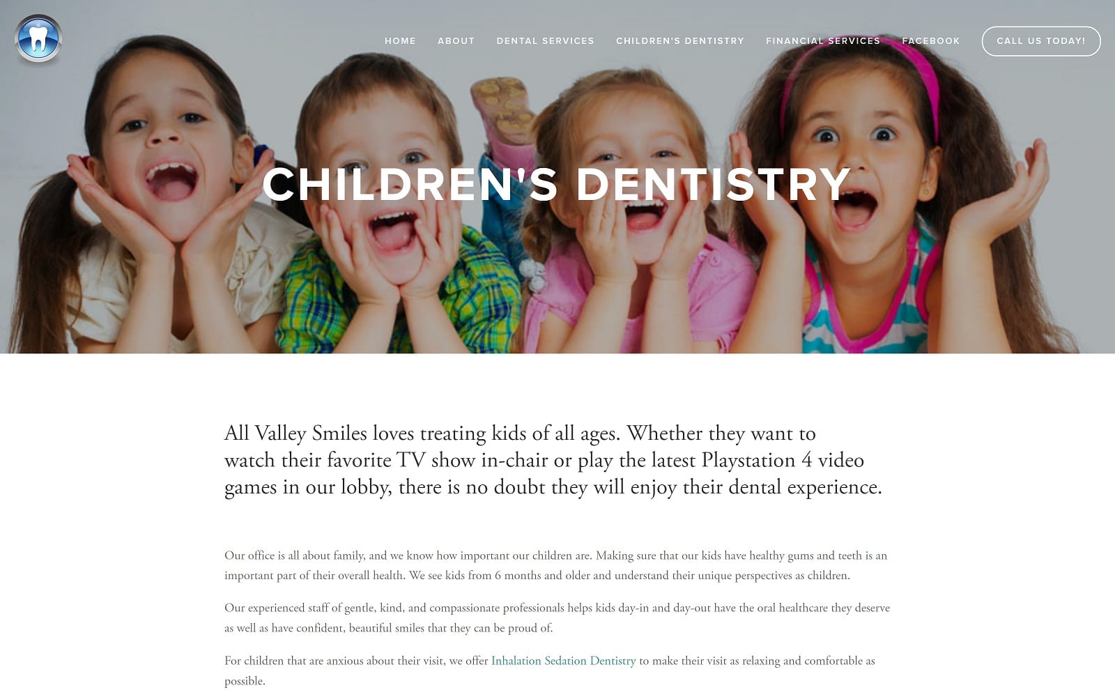 The screenshot of all valley smiles allvalleysmilesdental. Com website