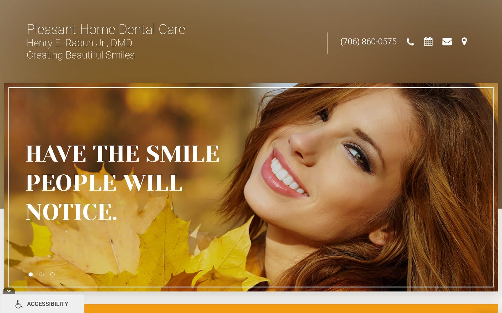 The screenshot of pleasant home dental care - augusta dentist augustacosmeticdentist. Com dr. Henry e. Rabun jr. Website