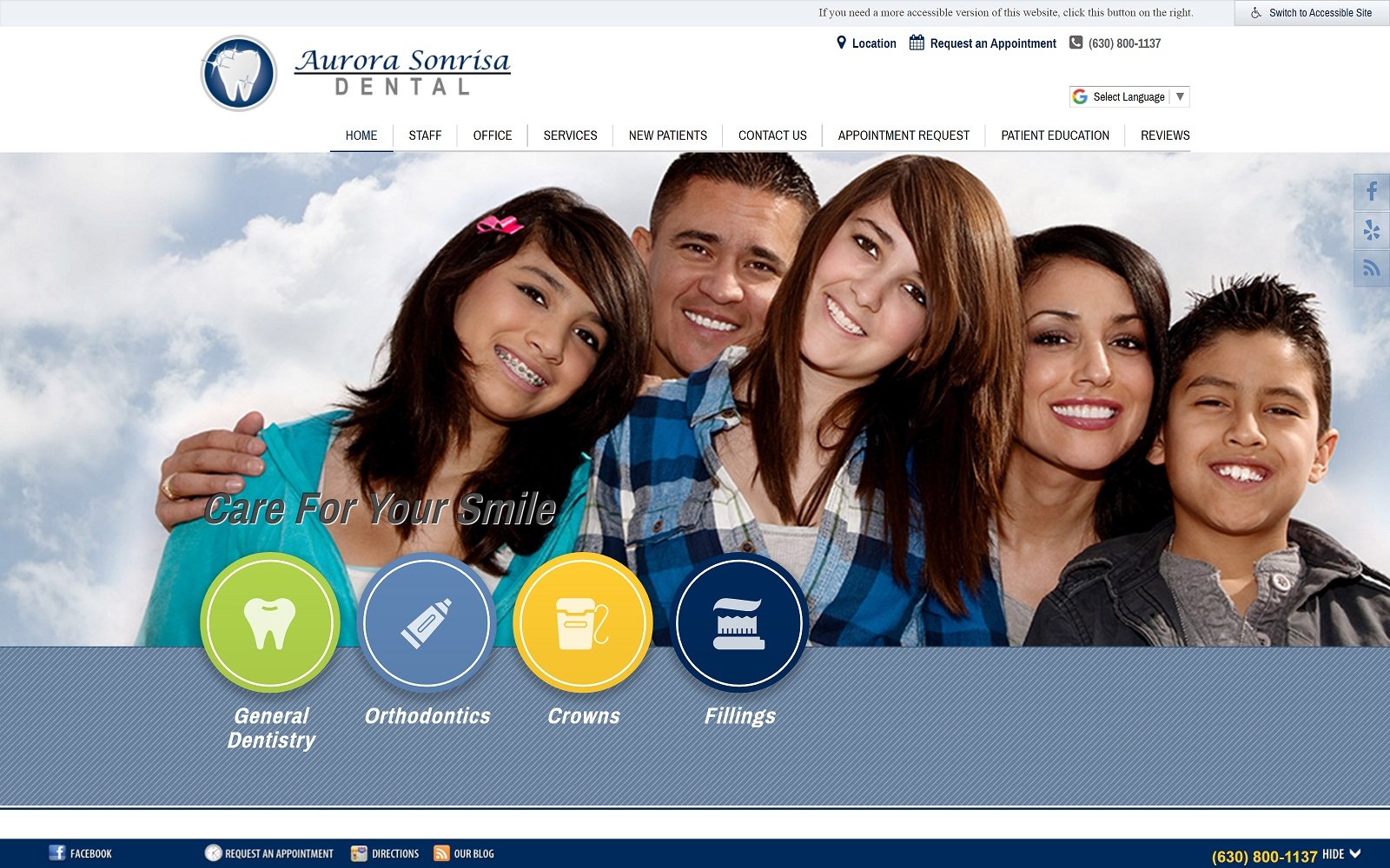 The screenshot of aurora sonrisa dental aurorasonrisadental. Com website